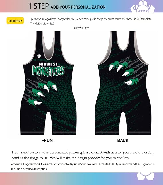Funny Unique Wrestling Singlet Custom Add Text Logo Bodysuit One Piece, Youth Mens Womens Sizes