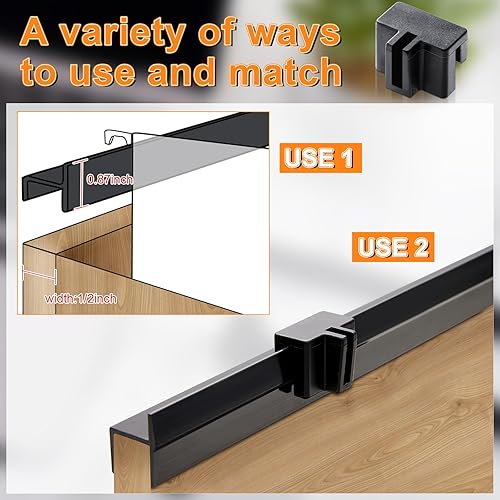 Miniatura 4 de Juego de 14 rieles de archivador de 12 cajones, rieles de archivo, clips de riel de archivo colgantes, clips de almacenamiento de PVC, clips de