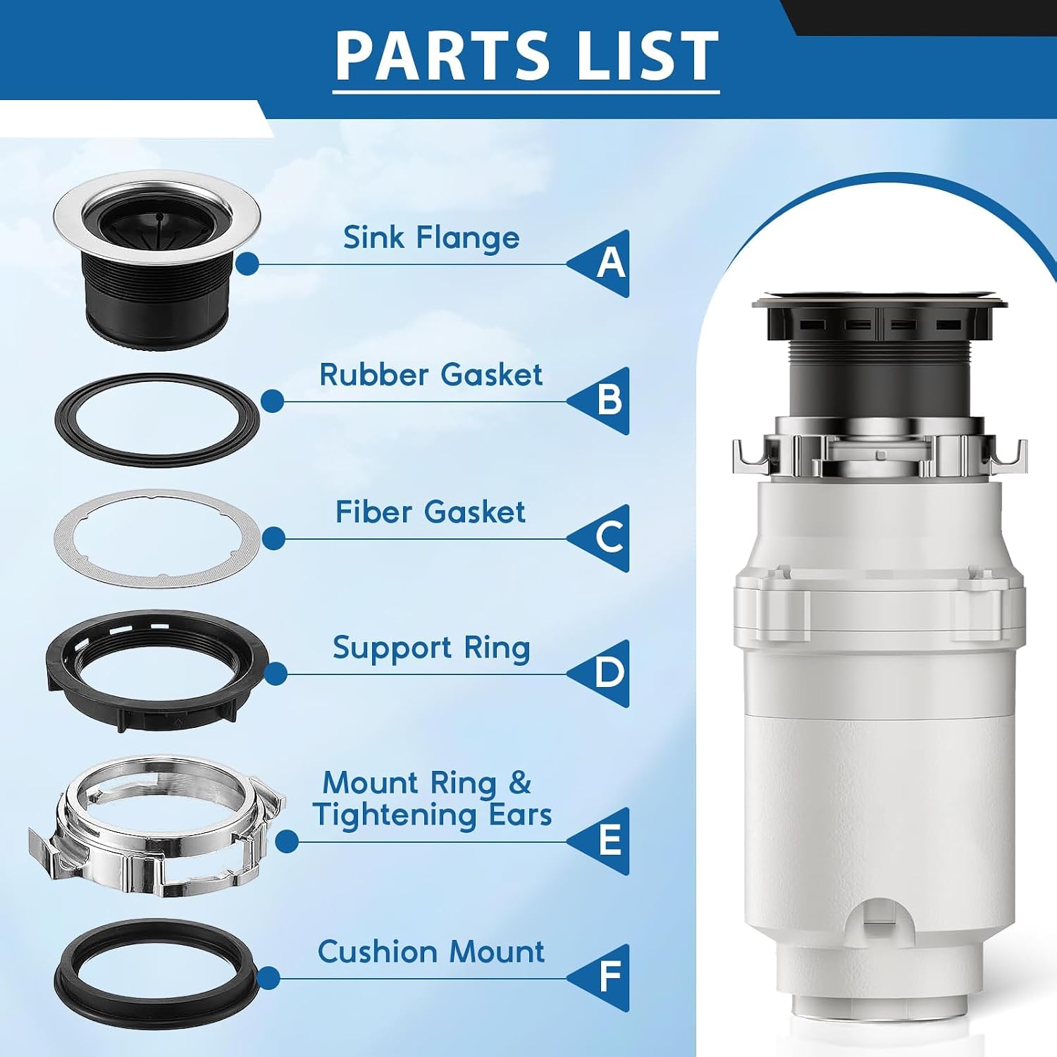 Garbage Disposal Sink Flange Kit, Stainless Steel Kitchen Sink Drain Assembly for Garbage Disposal for 3 1/2 Inch Standard Sink Drain Hole, Waste King EZ Mount, Whirlaway and GE Models (114mm)