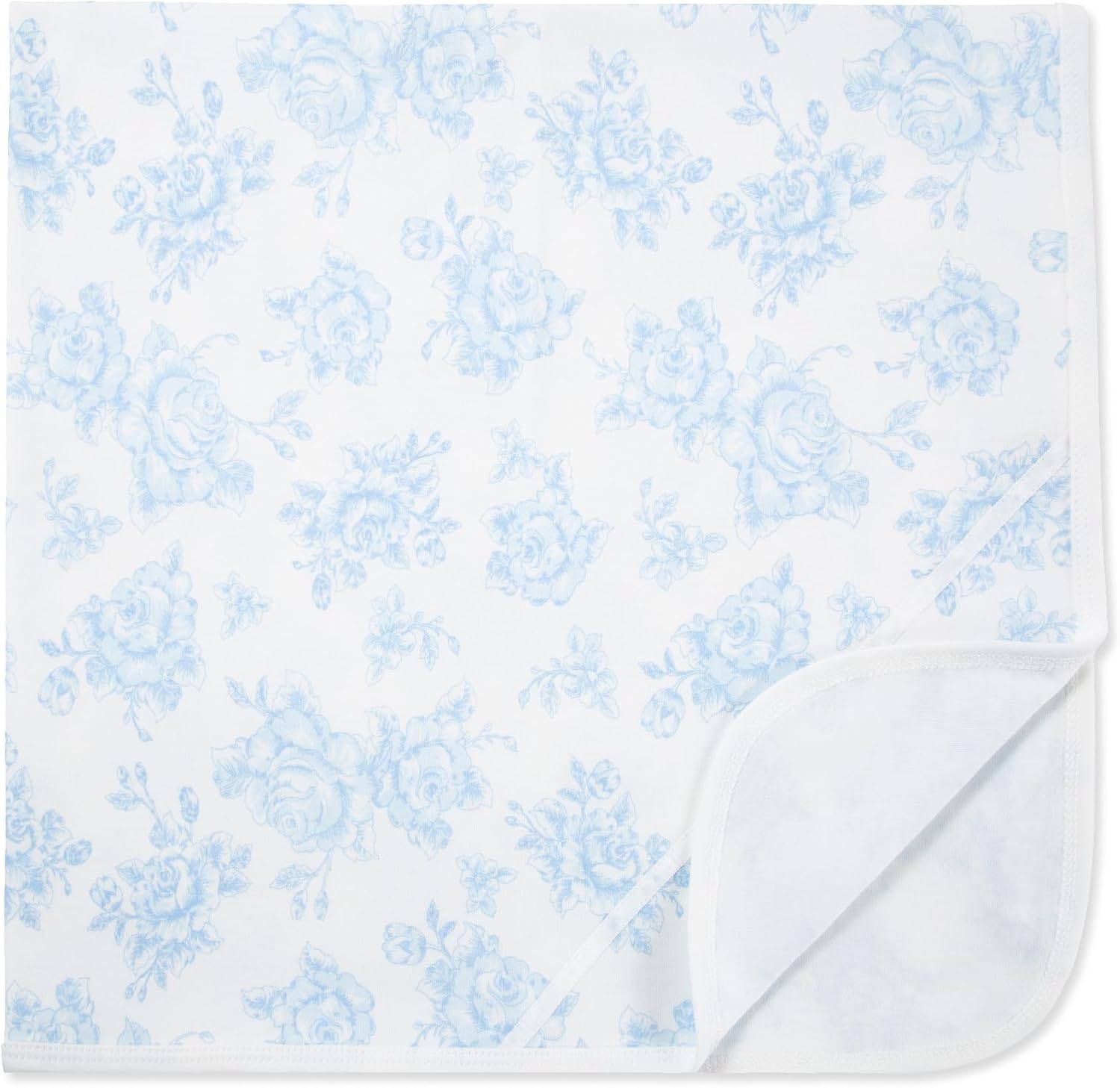 Little Me Blankets for Baby Girls' Swaddling Receiving Blanket, Blue Roses, 30 x 27 Inches - Image 3