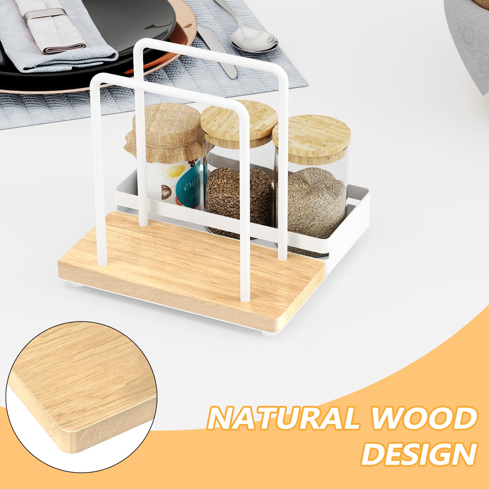 Porte-serviettes Métal Et Bois - Design Rustique, Stable, Pour Table Cuisine Ou Salle à Manger, 15x13,5x7,4 Cm