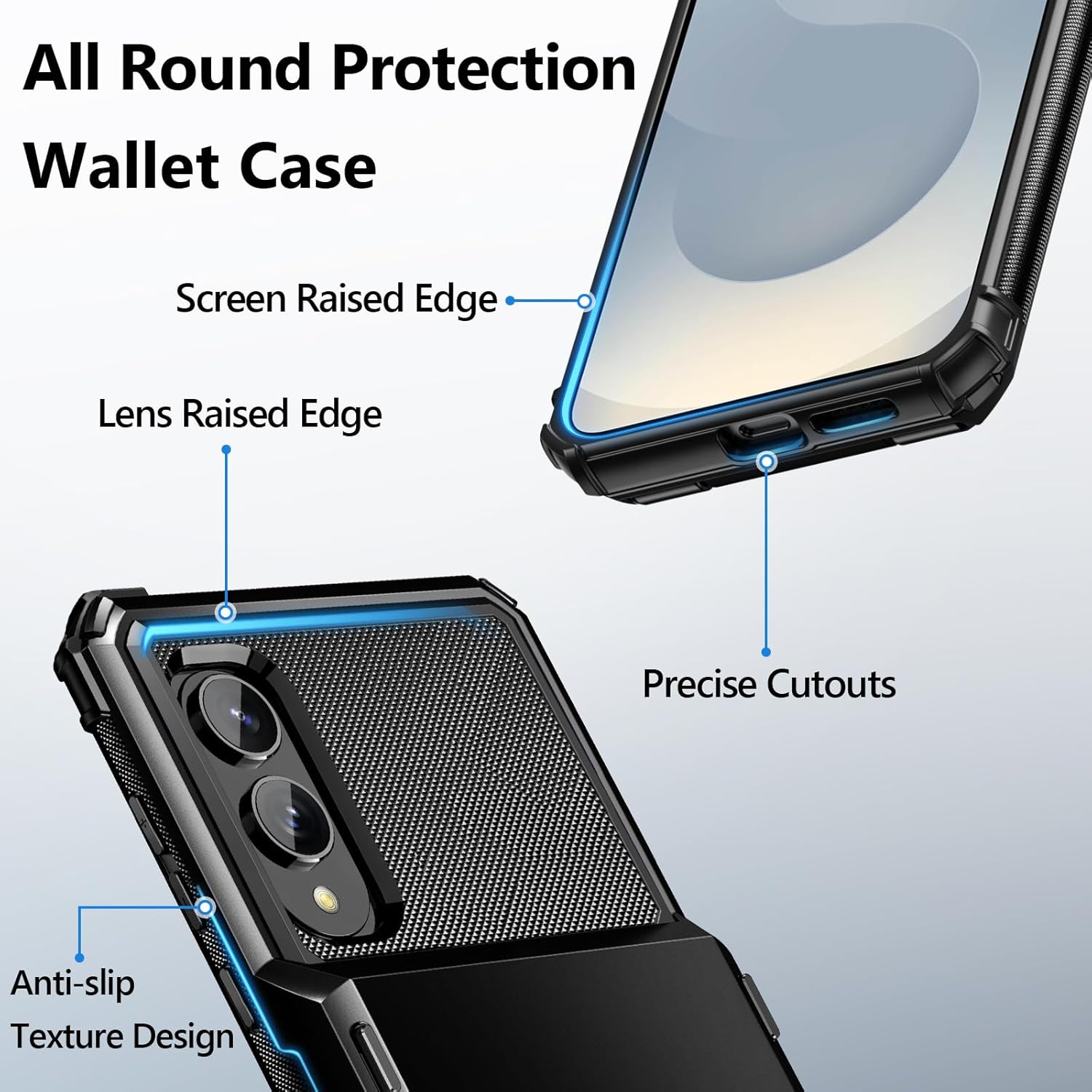 Vofolen for Samsung Galaxy S25 Edge Case Wallet with Card Holder Dual Layer Heavy Duty Shockproof Hidden Flip 4-Card Slots Large Storage Protective Galaxy S25 Edge Wallet Case for Women Men, Black - Image 4