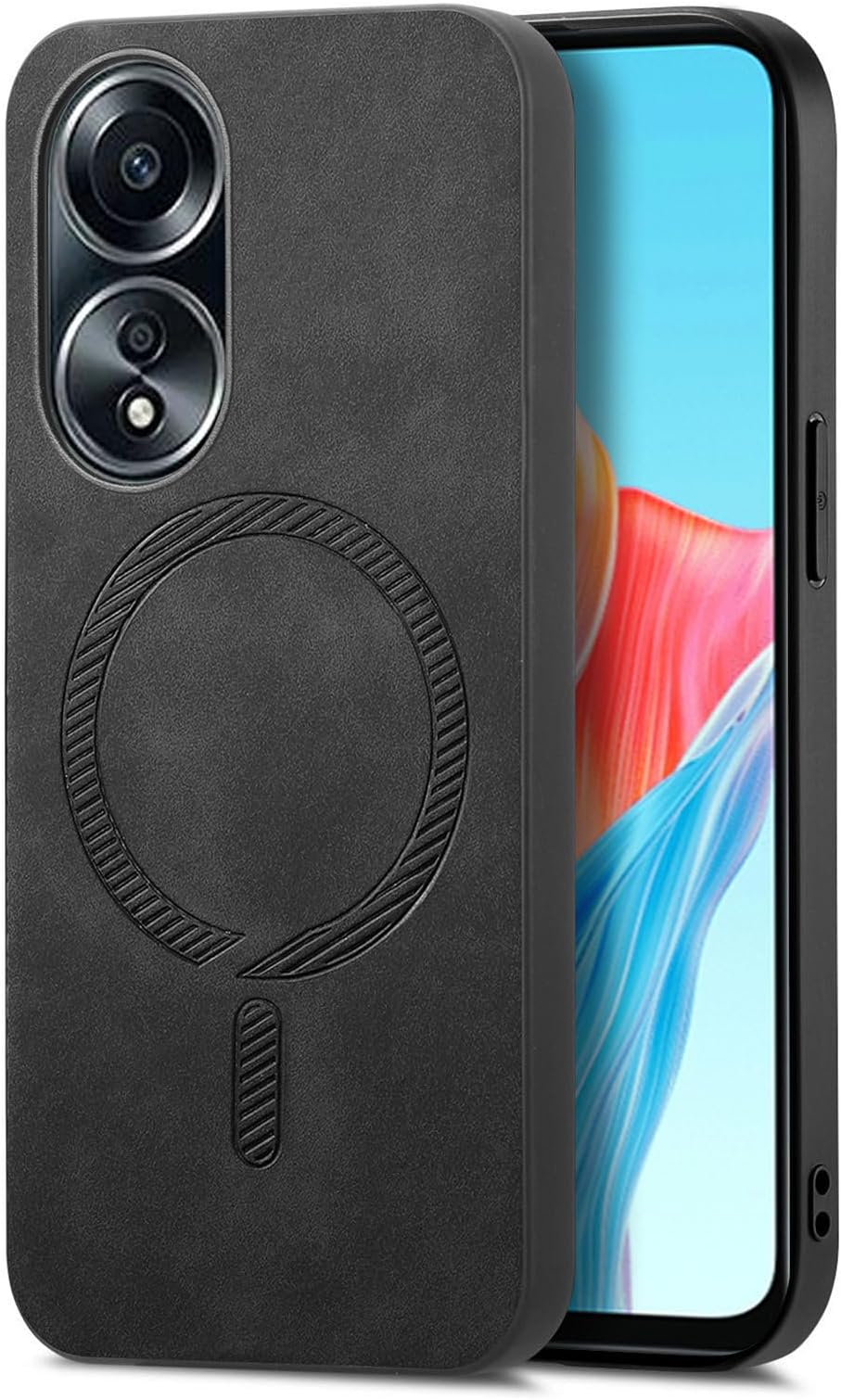 Case Compatible with Oppo A78 4G Support Wireless Charging Magnetic Anti-Drop Cover Black