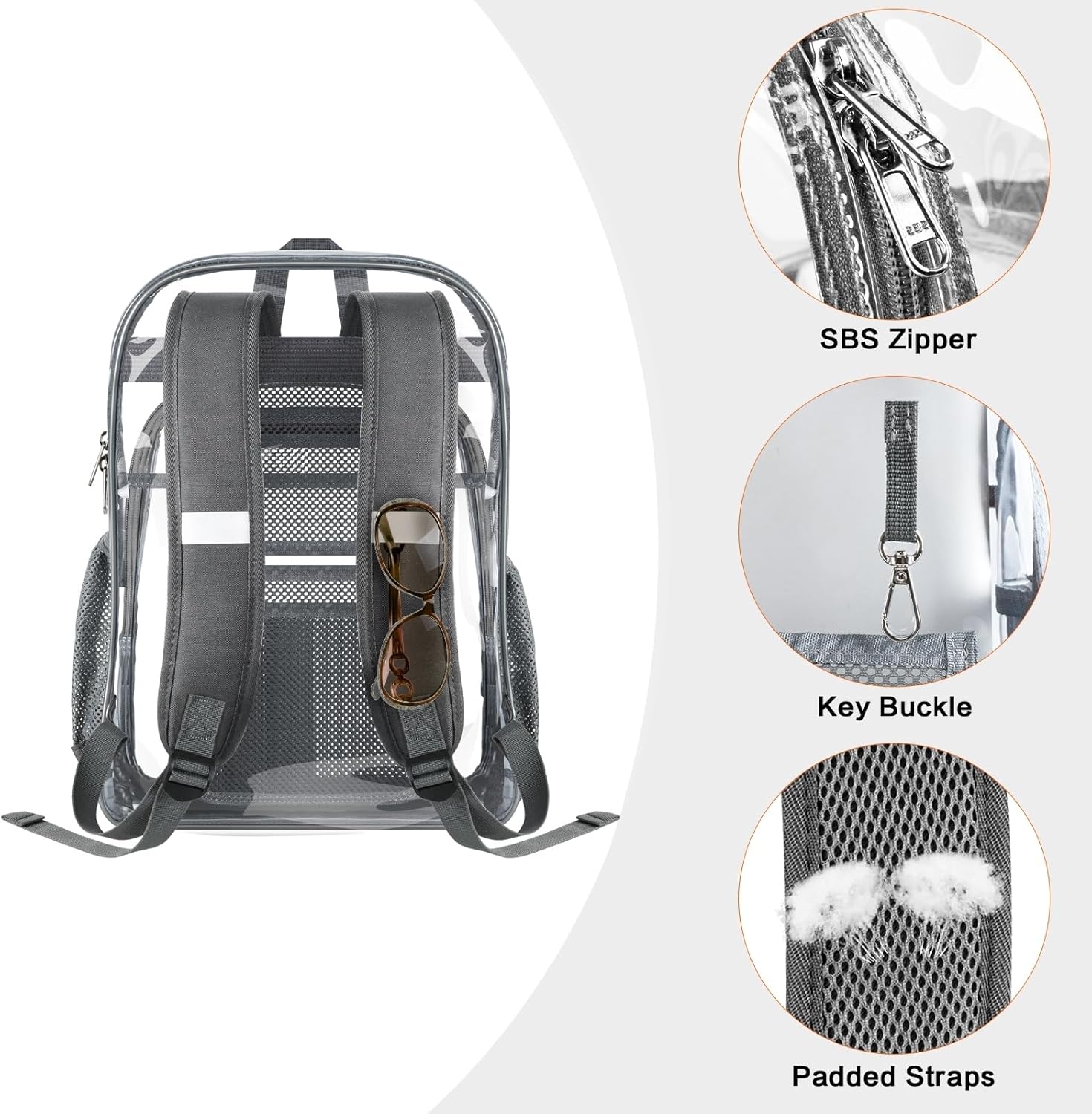 PAMANO Clear Backpack Transparent Heavy Duty School PVC Bookbag See Through Bag Boys and Girls for College Work Travel Security