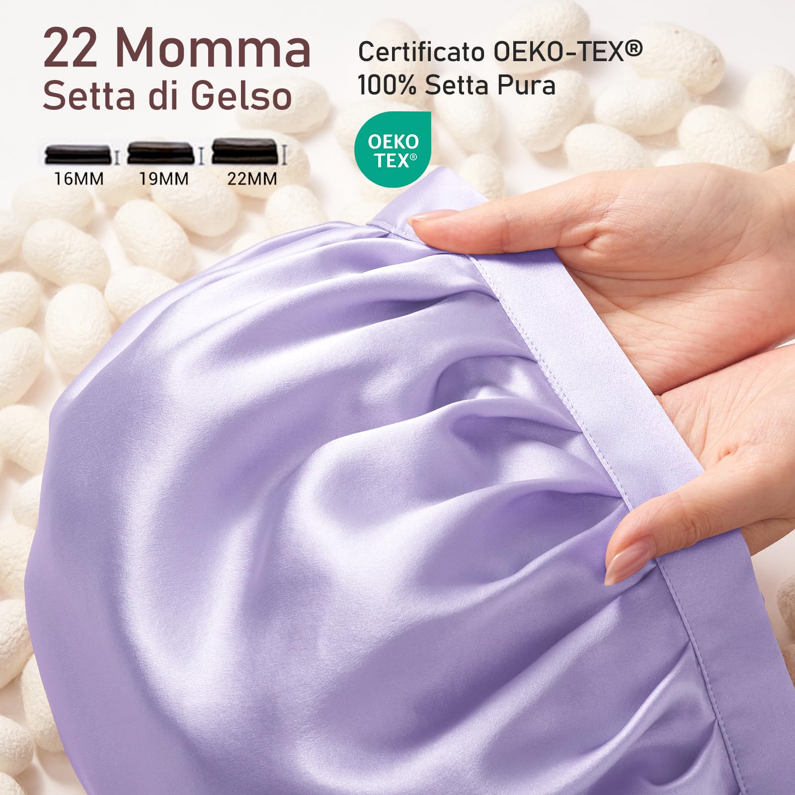 LitBear 22 Momme - Cuffia in Seta per Dormire, 100% Seta di gelso, 100% Silk Bonnet con Fascia Elastica, Traspirante e Regolabile per Capelli Ricci, Colore: Rosa., 61