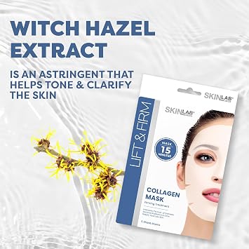 SKIN LAB Collagen Sheet Mask for Women Hydrating Skincare Firming, Moisturizing, Anti-Aging Facial Treatment Set Overnight Collagen Masks, 5 Count