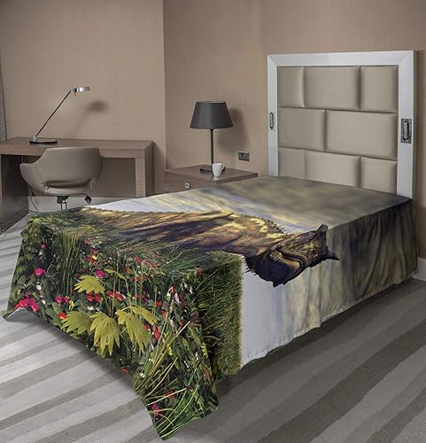 Vista 277 de Lunarable Sábana encimera de mapa del mundo, collage antiguo de mapas del Atlas antiguos, estampado vintage del grupo de civilización, suave y Beige