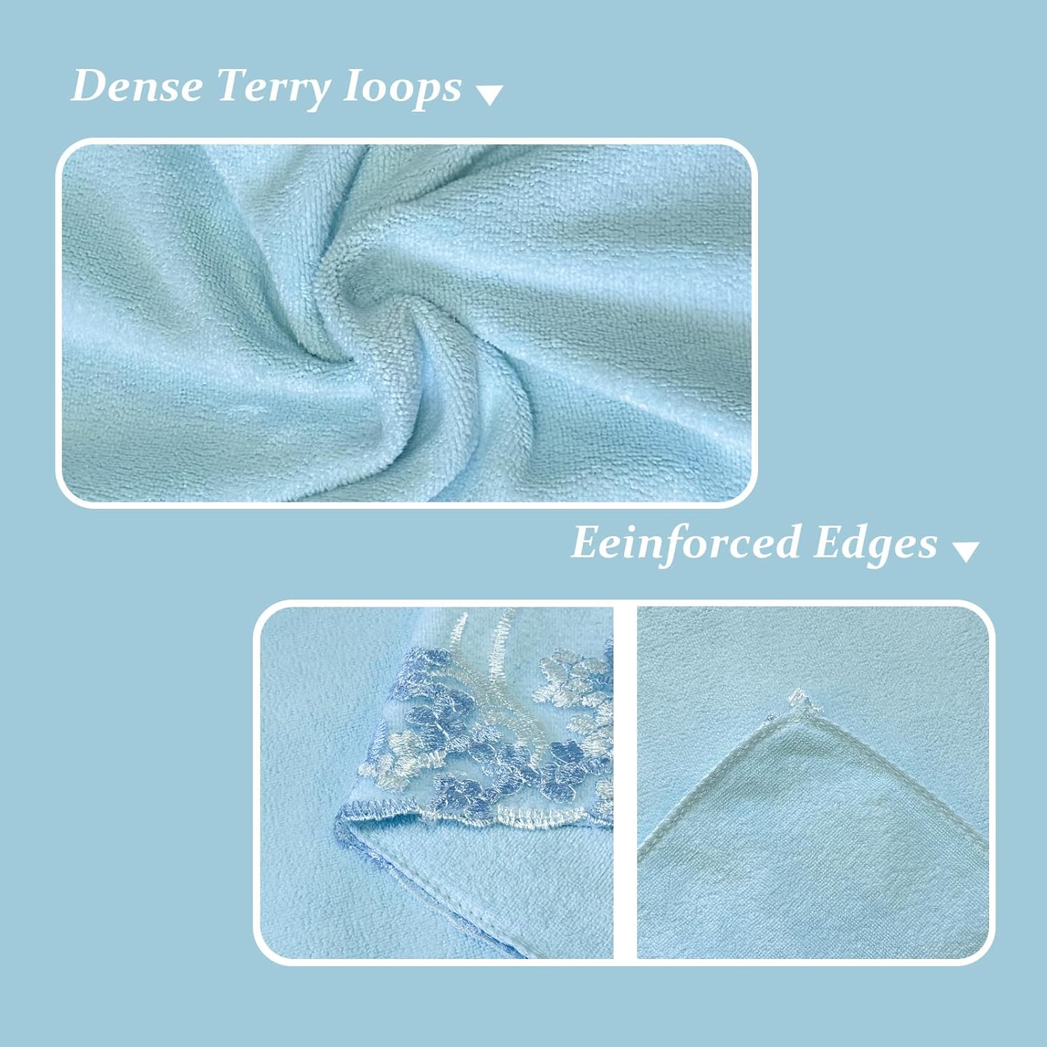 Lace Bath Towels, Blue Velvet Soft & Durable Towels Set Bath Towels and Hand Towels Set for Daily Use Bathroom Shower (1 Bath Towel+2 Hand Towels) - Image 4