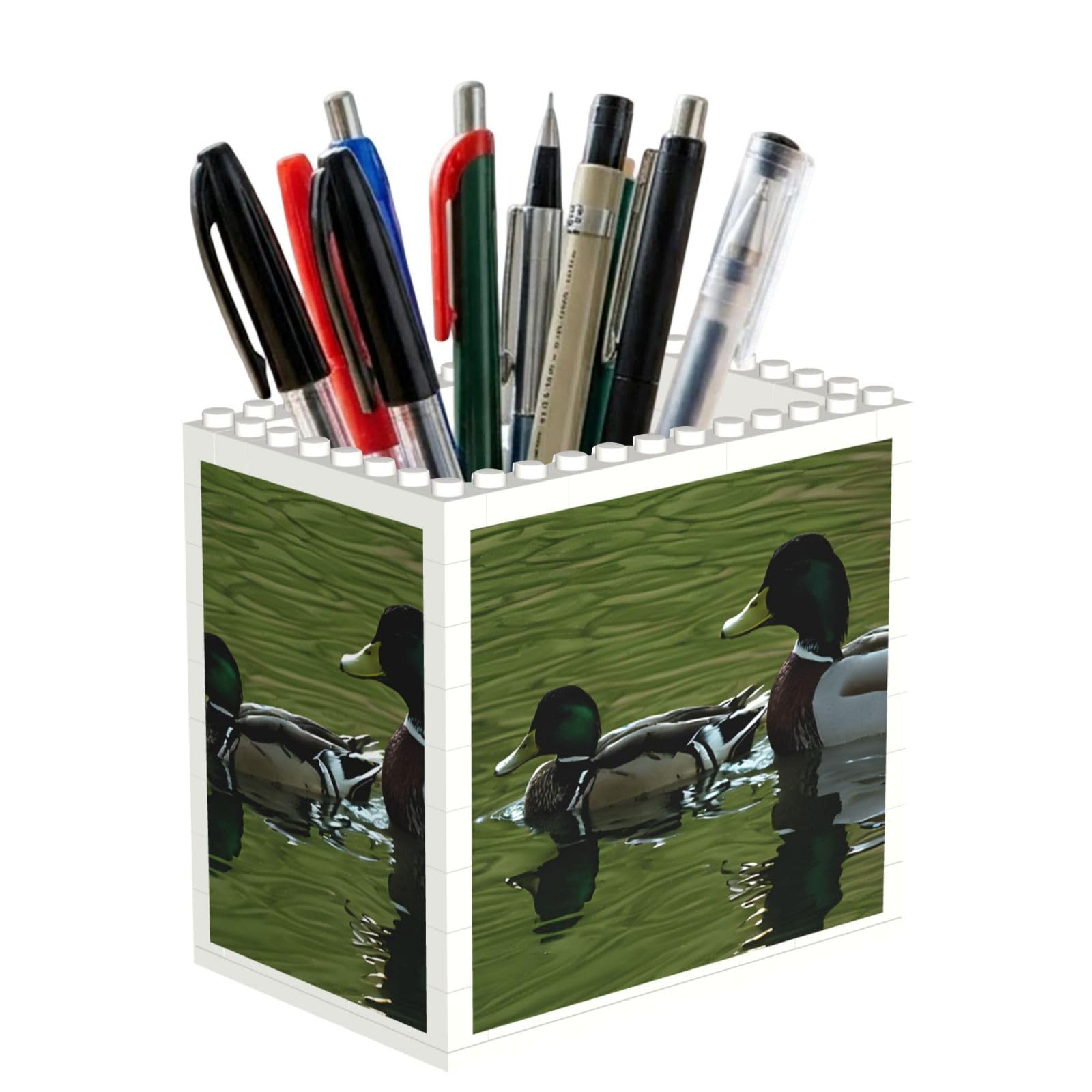 ESNAIUVCD Loon Nature Bird Print Building Block Pen Holder - Pencil Holder For Desk/Classroom,Desk Accessories, Multifunctional Office Supplies Pen Organizer Pencil Cups(1pcs)