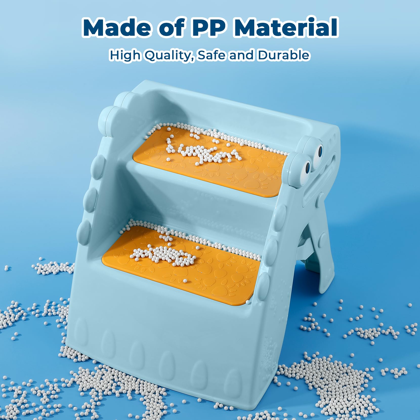 Onasti Taburete plegable para niños pequeños, taburete de 2 escalones para niños, taburete de entrenamiento antideslizante para niños, taburete plegable para baño, fregadero, encimera de cocina con