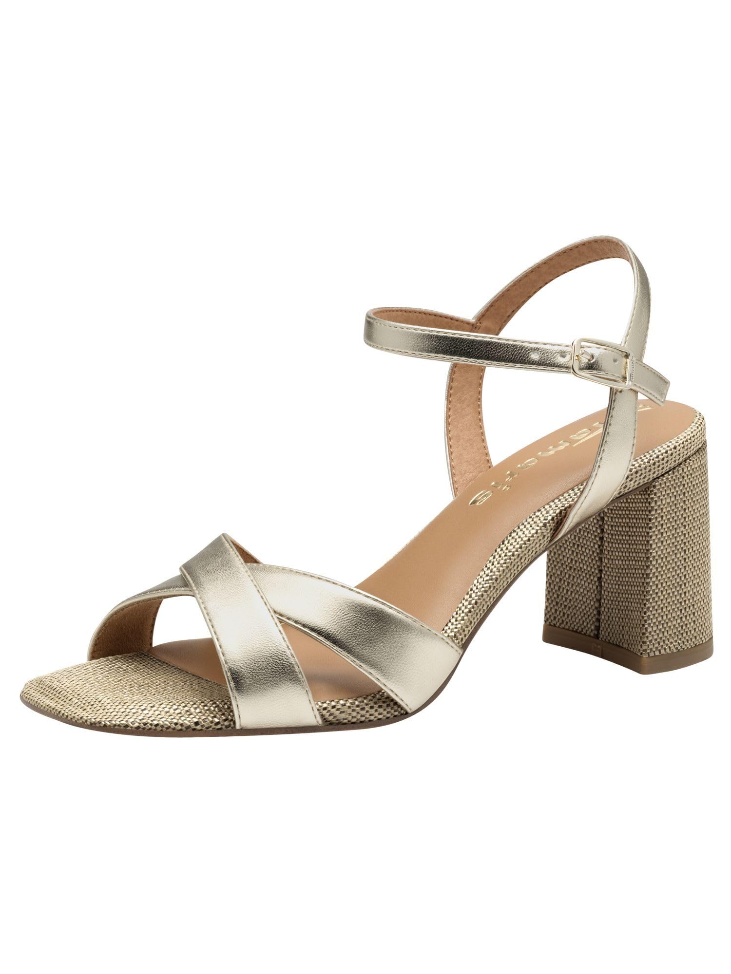 Tamaris Women’s sandal with block heel metallic 3.5 UK