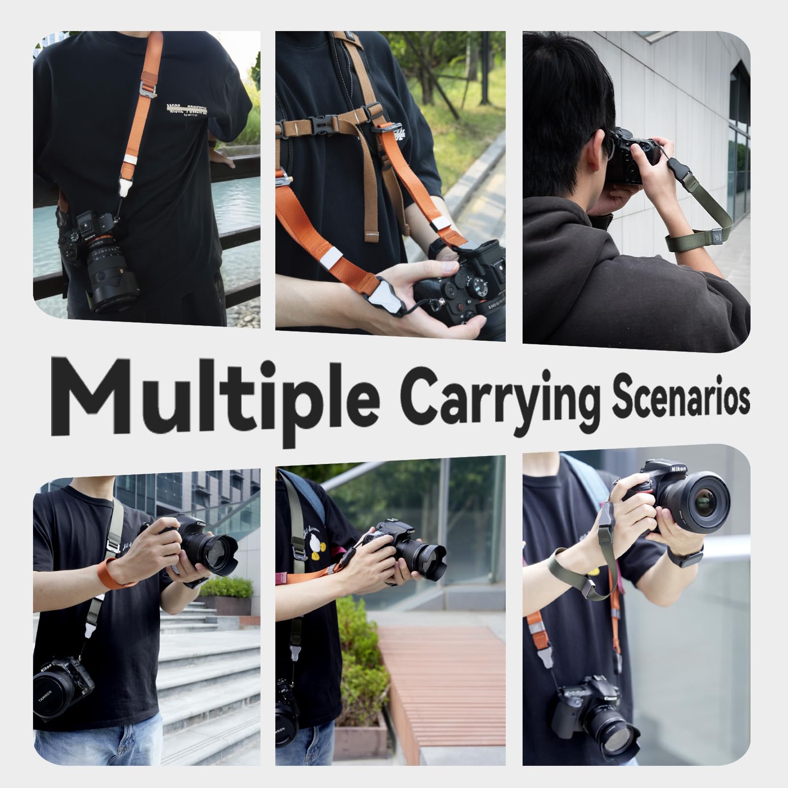 Cinghia magnetica 3 in 1 per fotocamera, cinghia da polso per borsa, tracolla a sgancio rapido con connessione rapida magnetica, sistema di trasporto multifunzione per fotocamere e zaini
