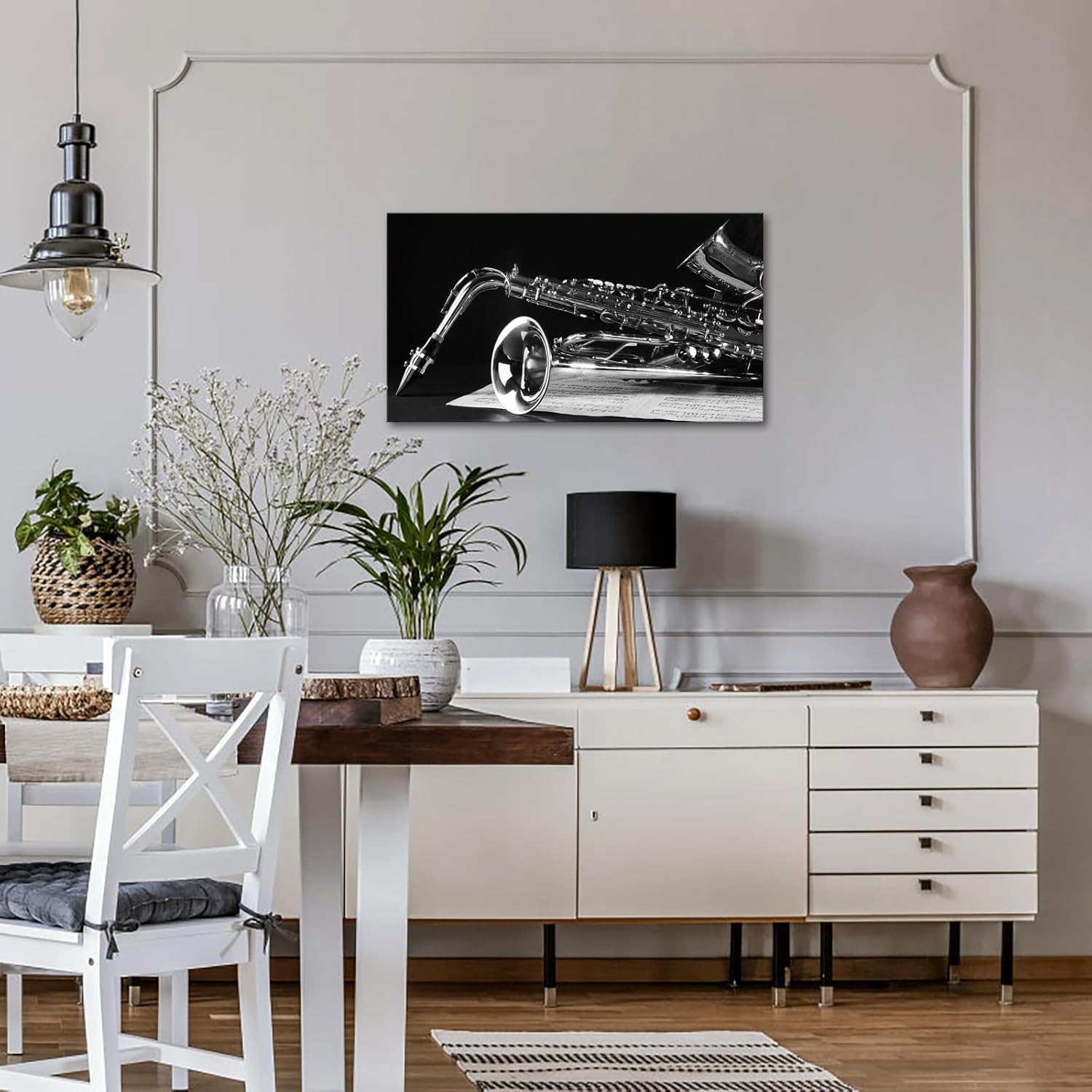 AoArtWZ Black and White Saxophone Canvas Wall Art Music Instruments Art Print for Jazz Bar Living Room Wall Decor