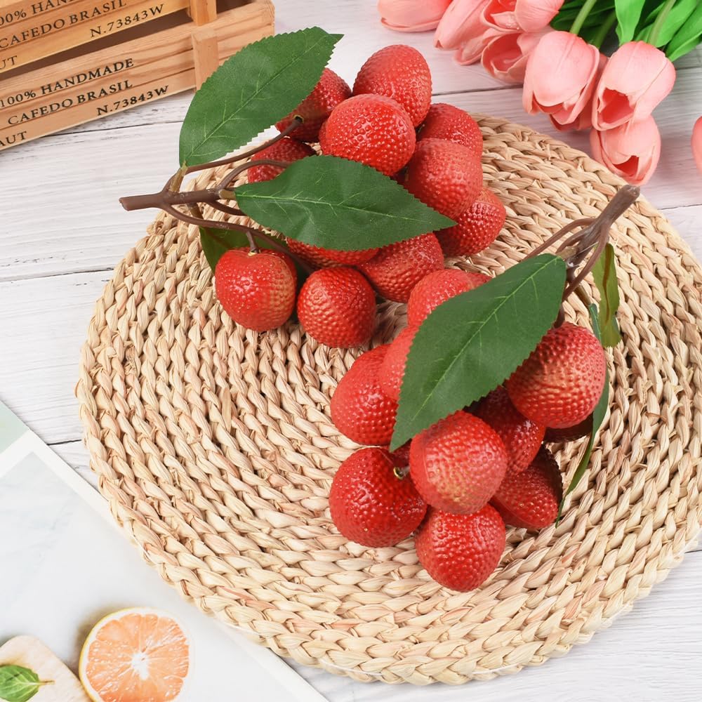Artificial Lychees Artificial Lifelike Fruit Fake Fruit Model Home House Kitchen Party Decoration Photography Props 2 Strings