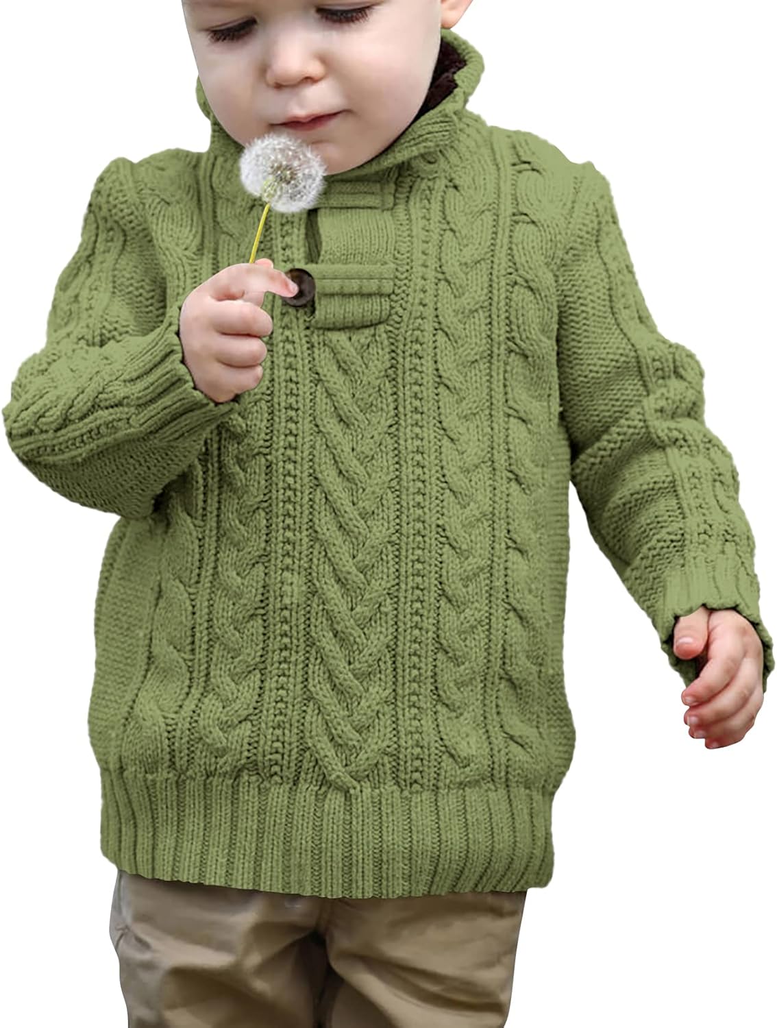 Zhaovi's Toddler Girl Boys Knit Cable Turtleneck Sweater Baby Pullover Outwear Spring Fall Winter - Image 2