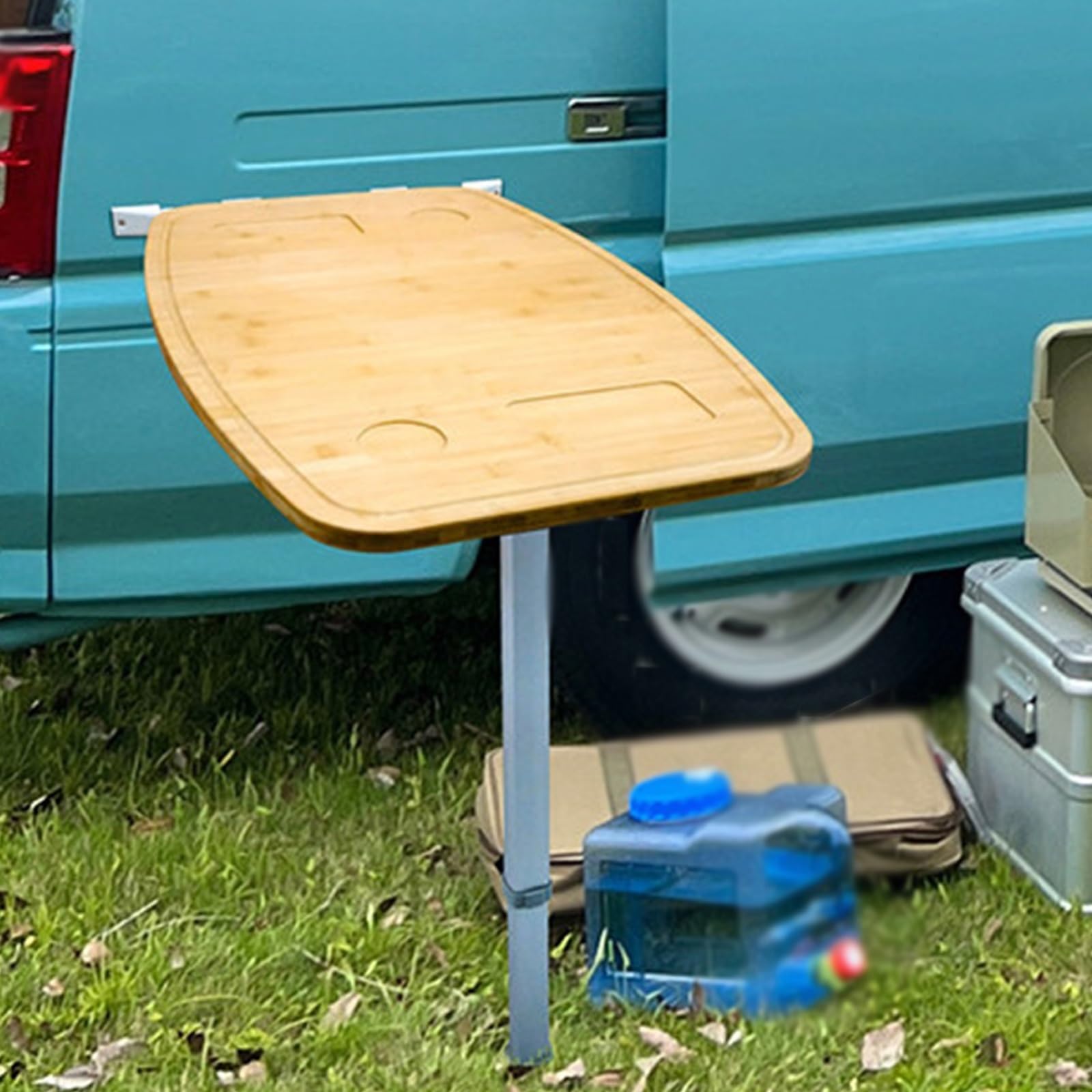 Tischplatte Wohnmobil mit Getränkehaltern, Wohnmobil Tischplatte, Abgerundete Ecken, Massivholz für Wohnwagen Boot, Terrasse, Yacht