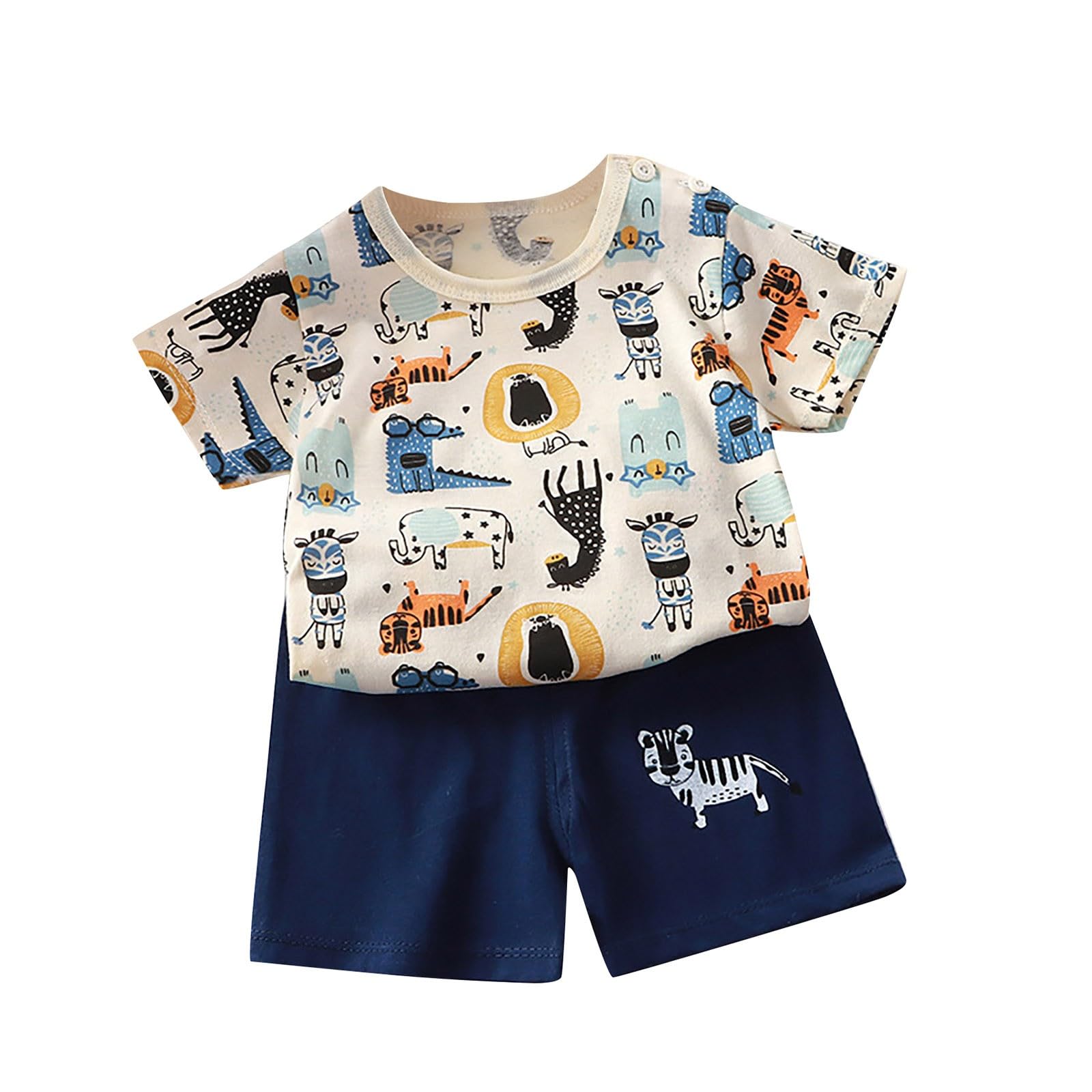 Moonker Baby Boy Summer Outfit 1111 Print Cute Short Sleeve AAAAAA T Shirt Cotton Tops Pockets Solid Shorts