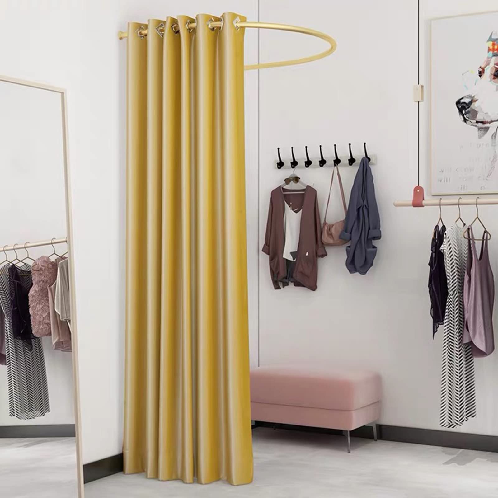 Cabine d'essayage en U avec rideau occultant pour vestiaire de magasin