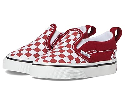 Vans Kids Slip-On V (Infant/Toddler) Kids Shoes Checkerboard Chili Pepper : 8 Toddler M, Textile/Canvas