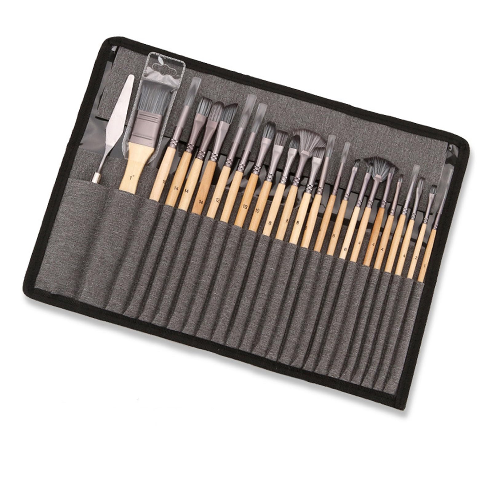 24 Unids/Set Mango De Pelo De Nailon Pincel De Acuarela Pincel para Fregar Raspador Pintura Arte Pinceles Suministros