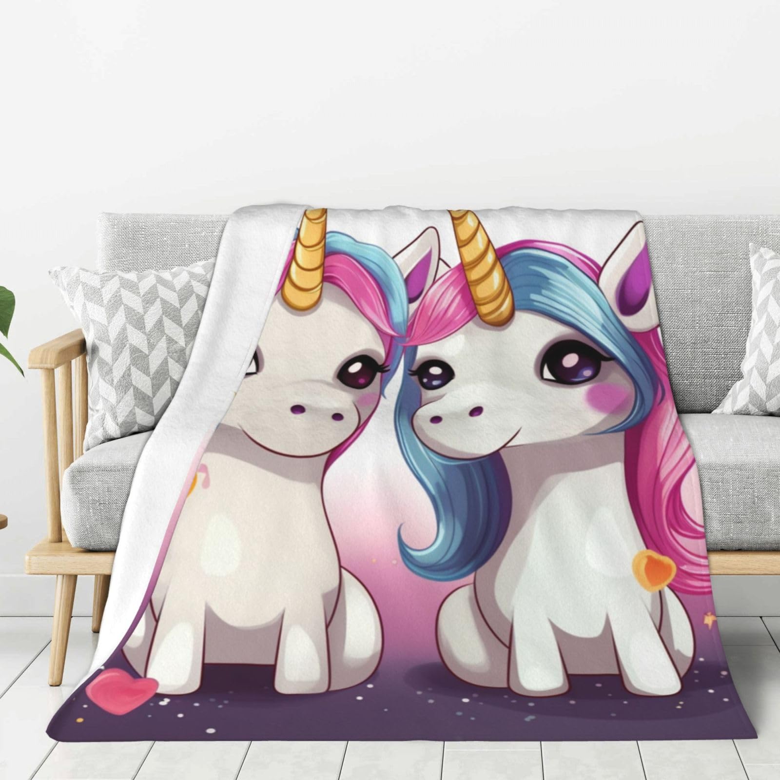 Couverture polaire douce motif licornes pour des nuits chaleureuses