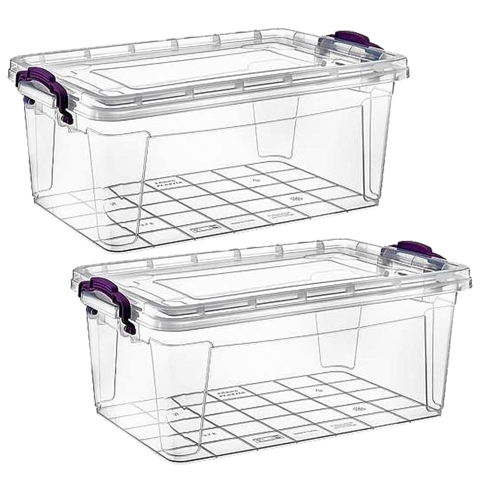 Pack of 2 Plastic containers set with Lids - 10 Litre Reusable Storage box & Prep Meal Organizer Fridge, Freezer, Dishwasher & Microwave Safe Kitchen Organizer Boxes (10 Litre)