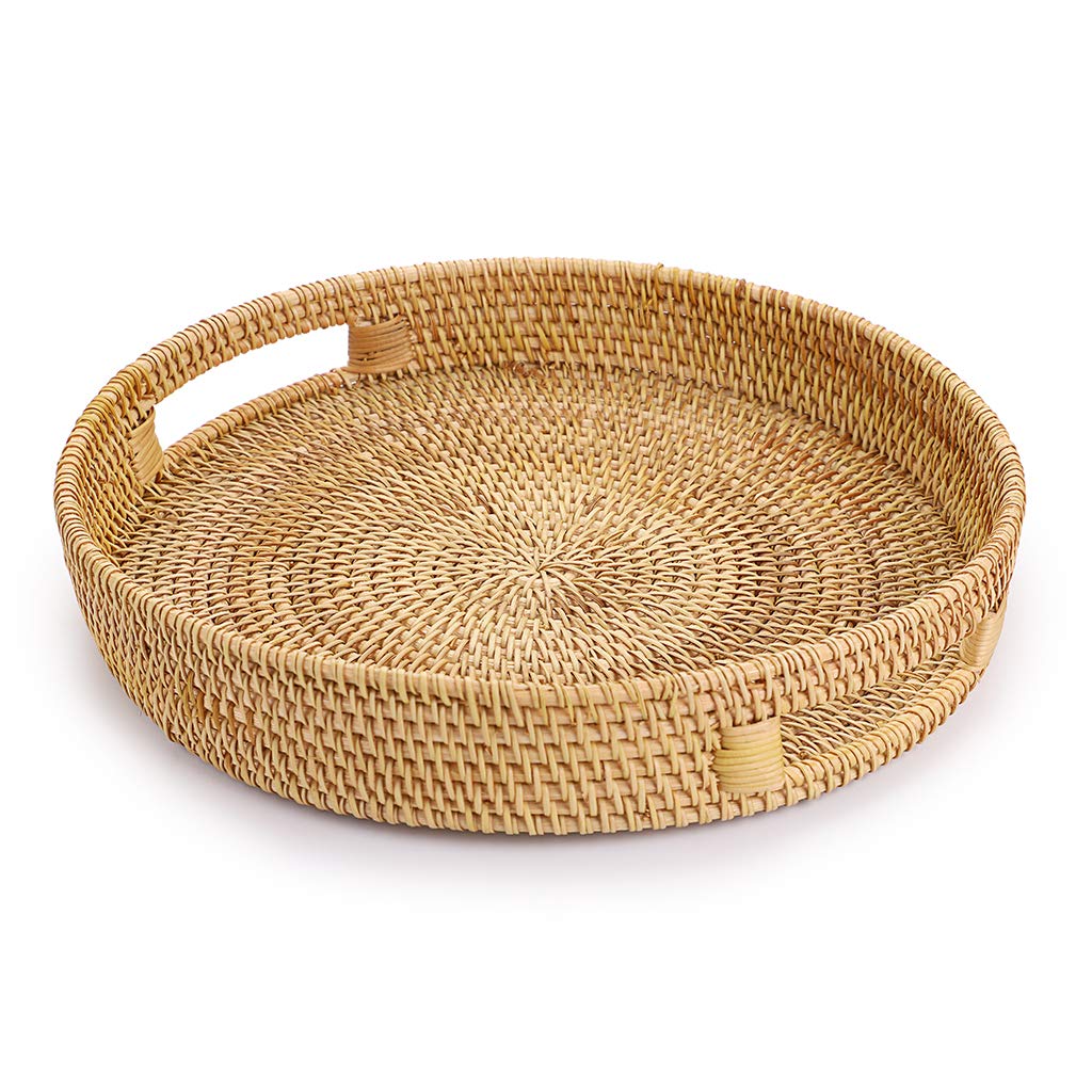 Buy SUMNACON Round Rattan Woven Serving Tray Decorative Display Tray