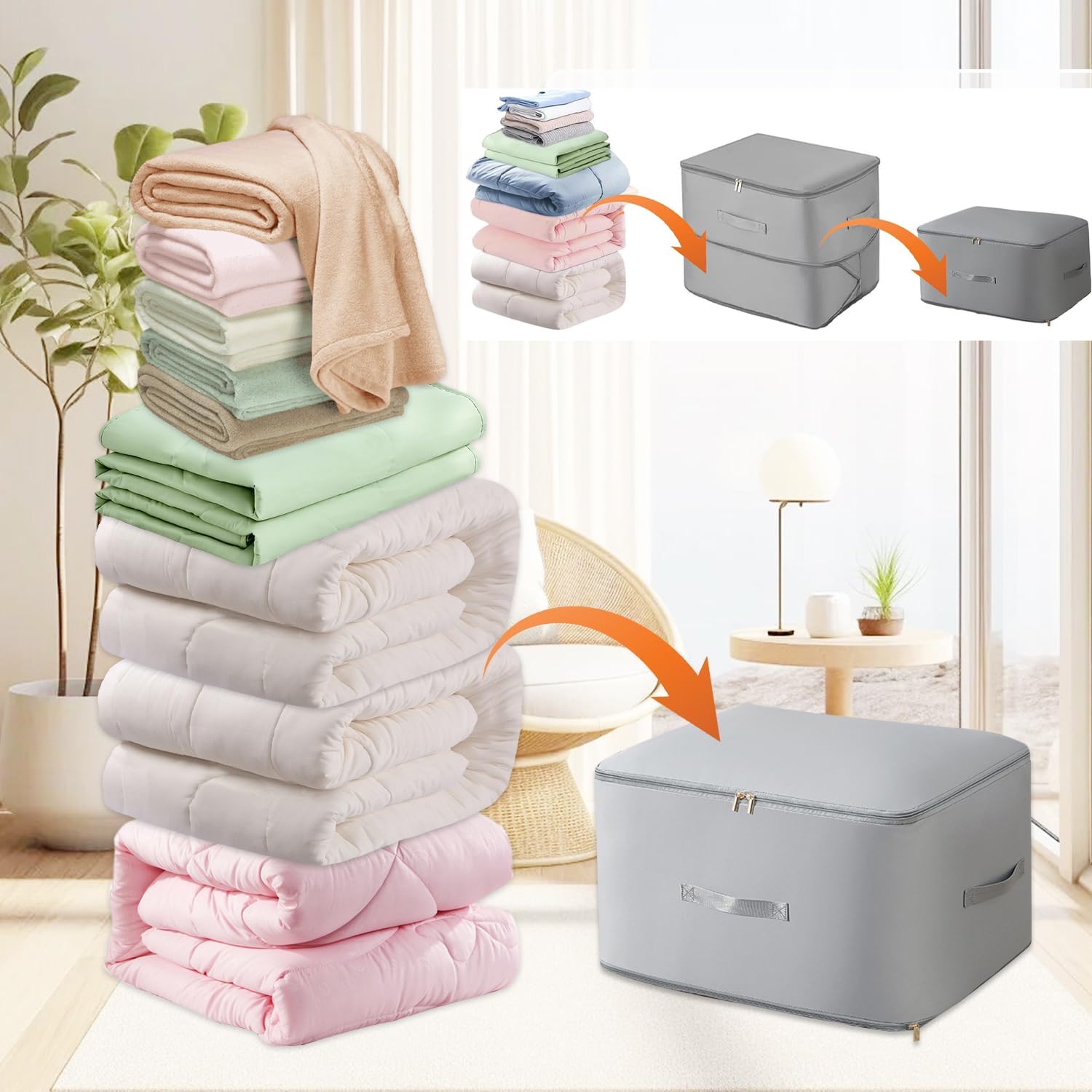 54 * 42 * 30cm Ultra Platz sparender selbstkomprimierender Organizer,Kompressionsverpackungsbeutel,Platzsparende Taschen,Aufbewahrungsbeutel für Kleidung,Organizertaschen für bettdecken Kleidung