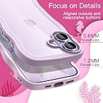 JETech Wavy Cas pour iPhone 17 6.3-Inch, mignon cadre de vague Curly Forme Shockproof housse de téléphone pour les femmes et les filles, clair dur PC Dos (Purple)