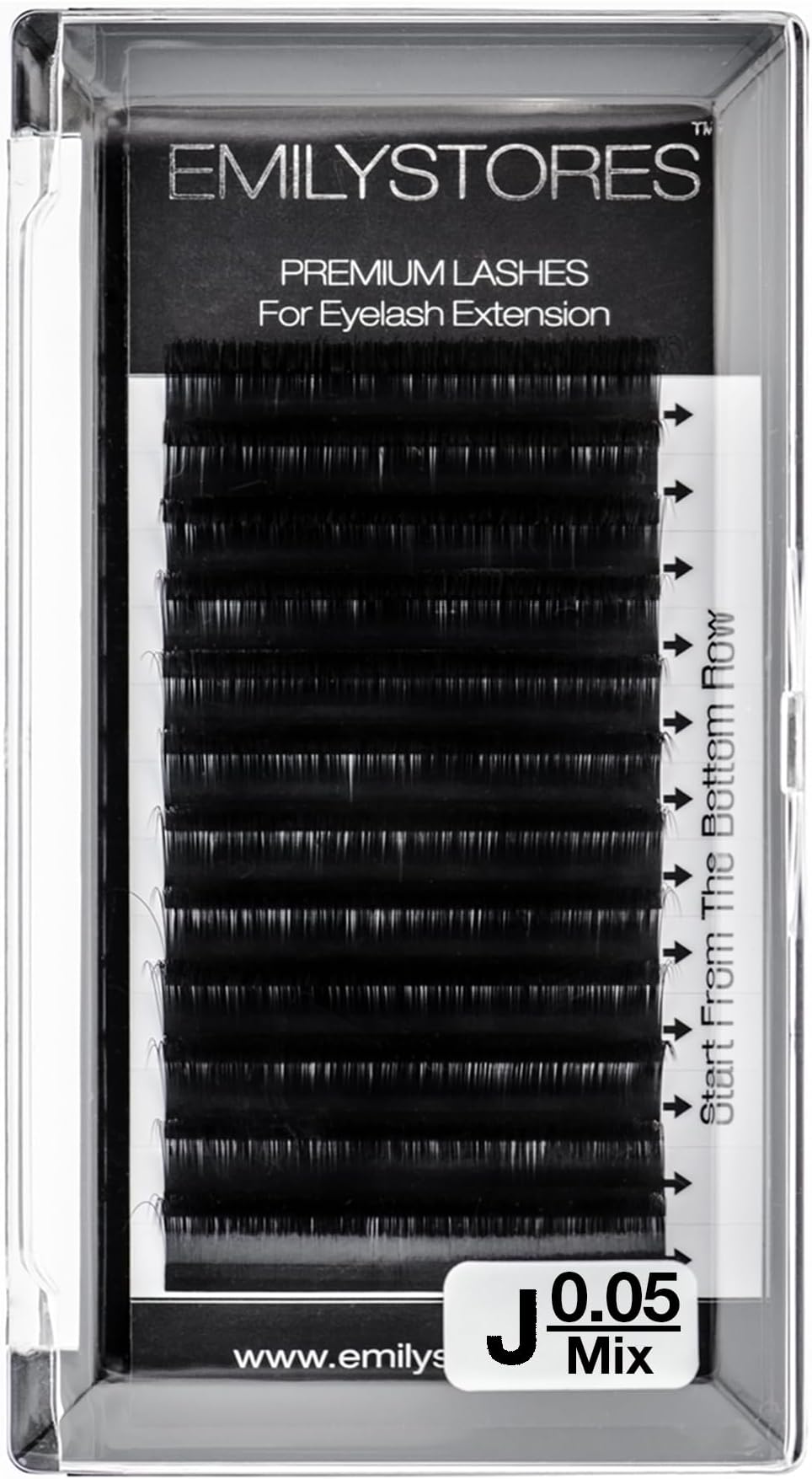 EMILYSTORES0.05mm Thickness J Curl 8-14mm Mixed Length Lashes Silk Faux-Mink Eyelashes For Eyelash Extensions Assort Mixed Sizes One Tray