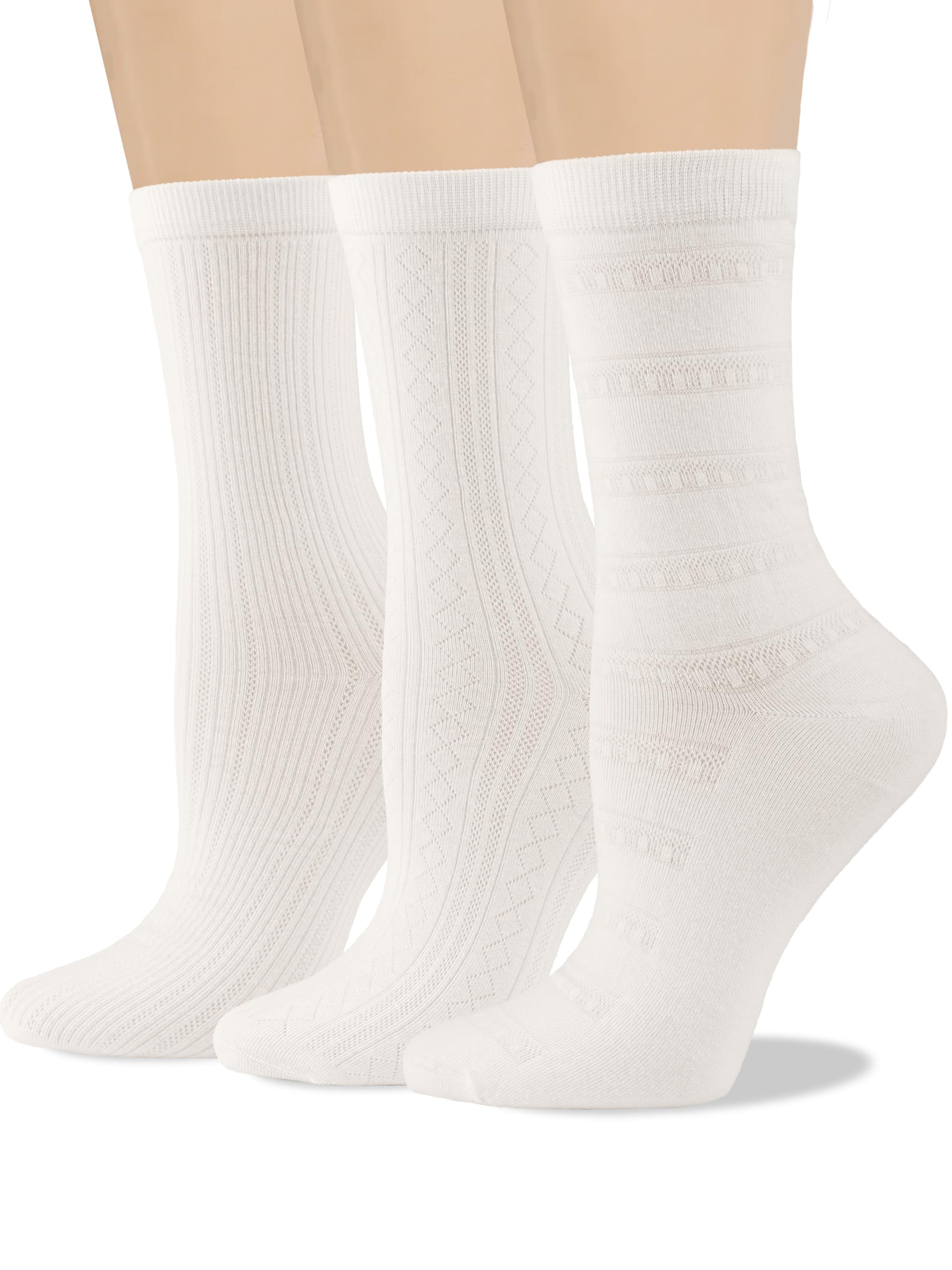 COTTON DAY Women's Soft Combed Cotton Socks Seamless Toe Black White Navy