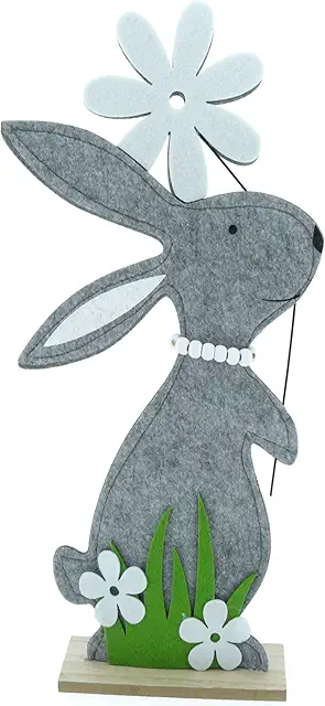 Oster-Hase Filzfigur grau Größe L 46cm - Osterdeko für Frühling