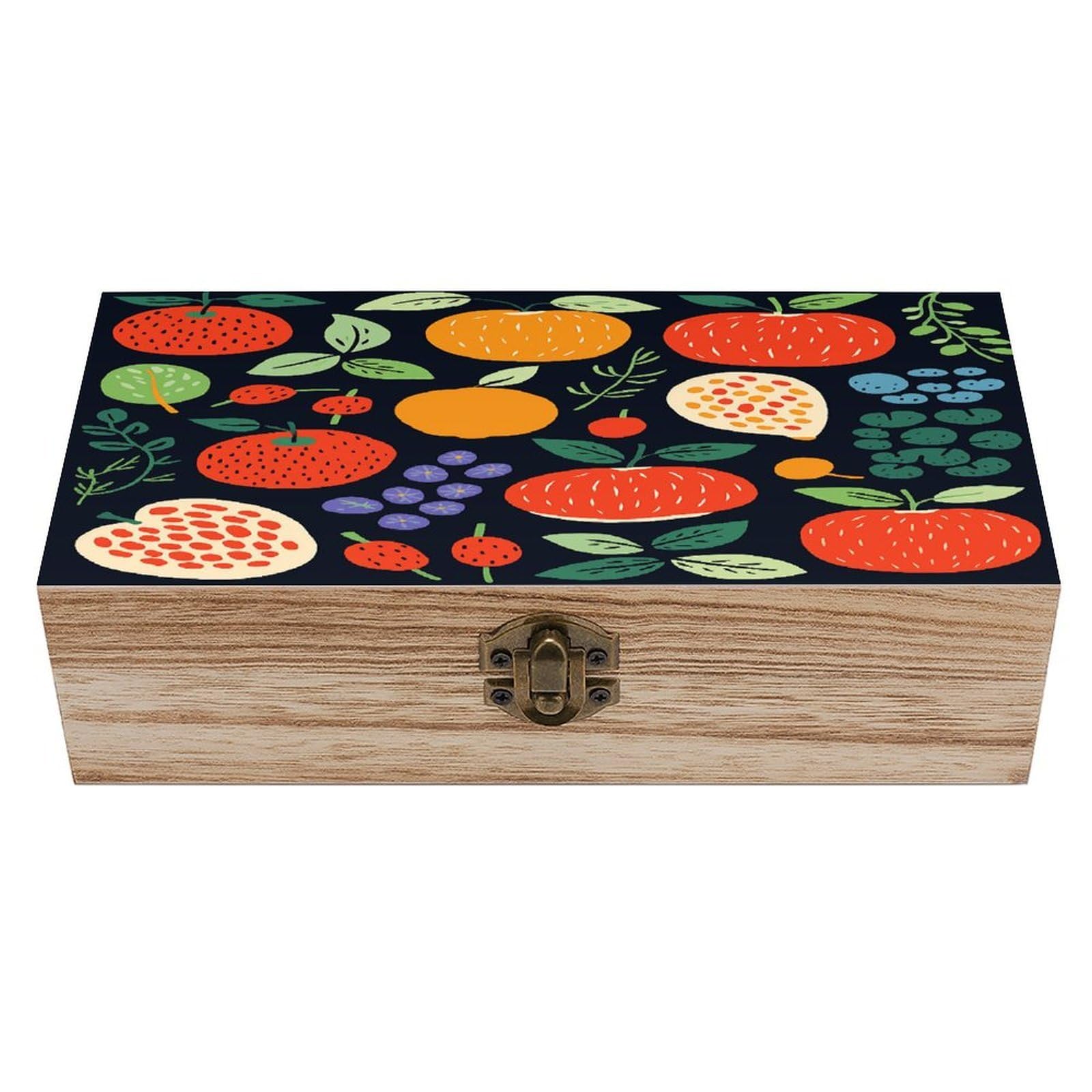 VstaDank There Are Many Fruits Wooden Keepsake Box with Hinged Lid Solid Wood Gift Boxes Beautifully Keepsake Box Jewellery Organiser Retro Memory Treasure Case with Lids Decorative Boxes