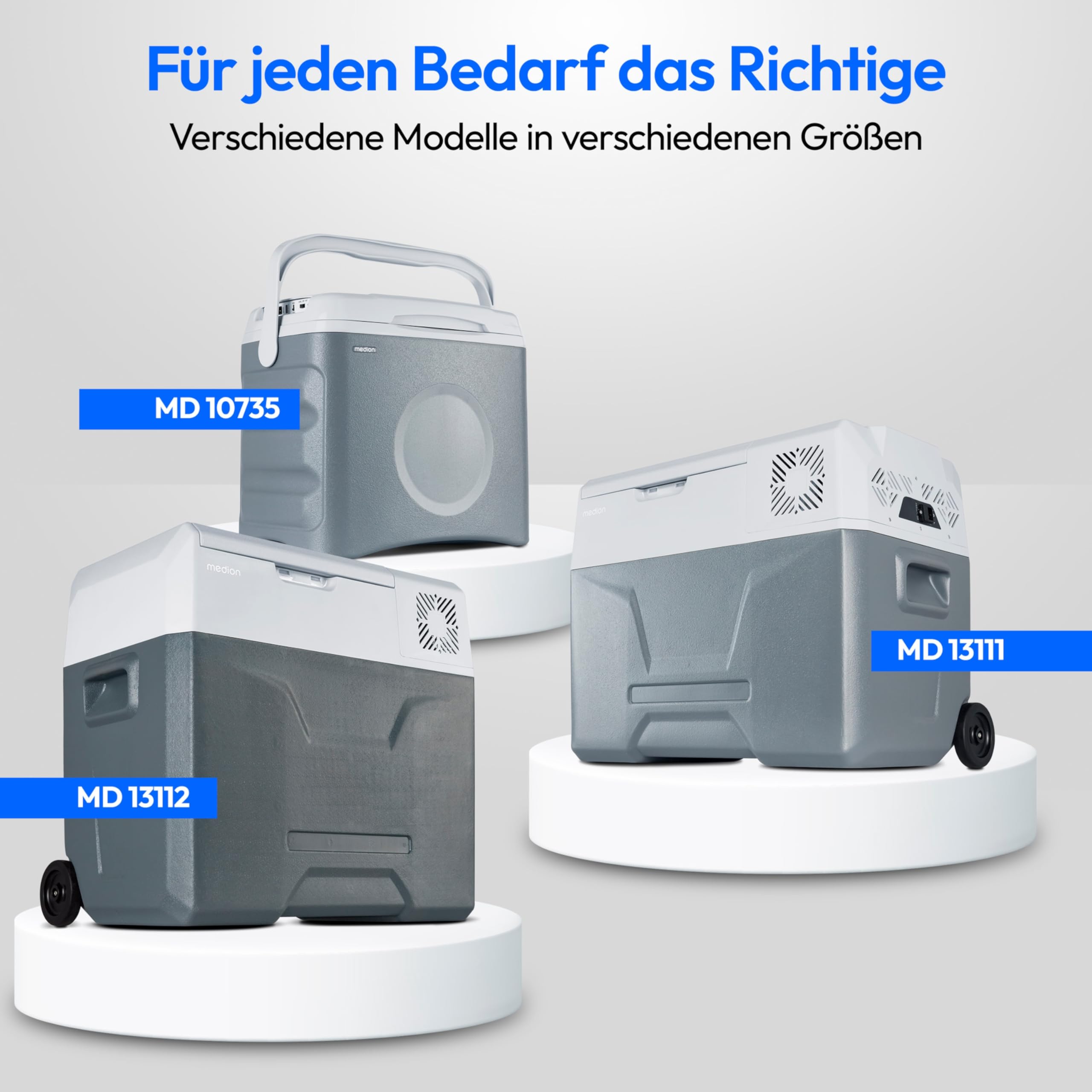 MEDION mobile elektrische Kompressor Kühlbox (50L Kapazität, elektrisch, Mini Kühlschrank & Gefrierbox, USB, 230V 12V 24V KFZ Adapter, für Auto LKW Wohnwagen Camping Boot Garten Festival, MD13112)