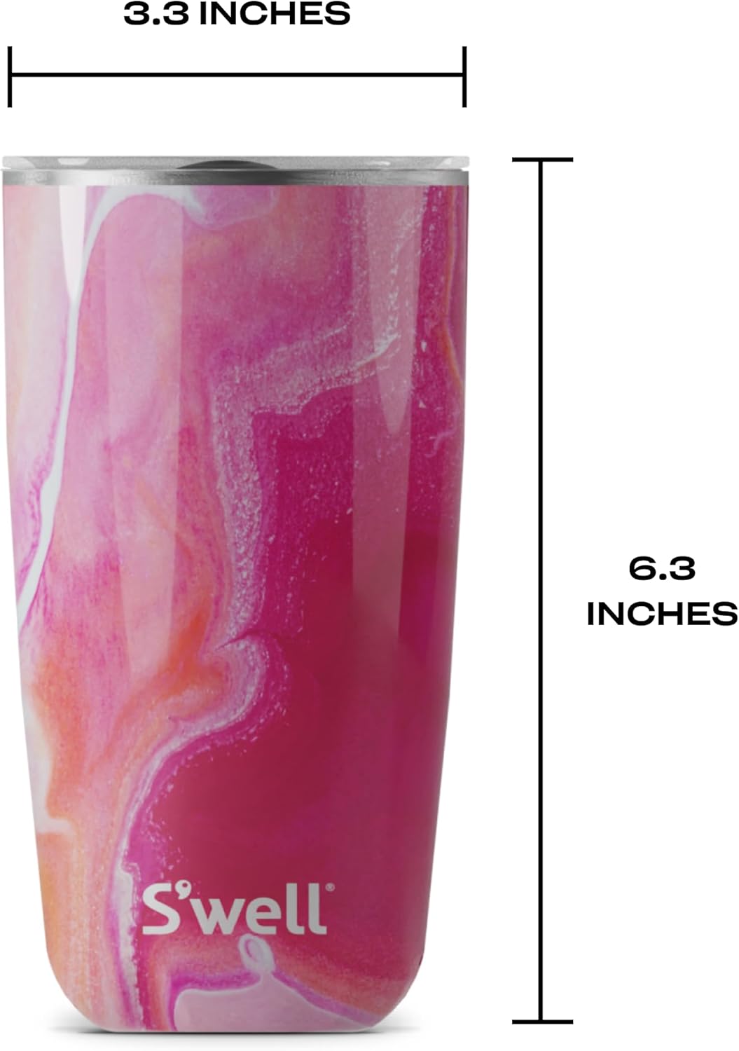 S'well Stainless Steel Tumbler with Slide-Open Lid, 18oz, Rose Agate, Triple Layered Vacuum Insulated Containers Keeps Drinks Cold for 12 Hours and Hot for 4, BPA Free - Image 5