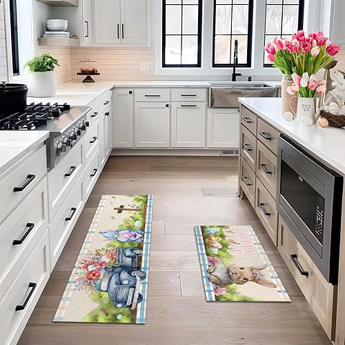 Miniatura 2 de Juego de 2 alfombras de cocina con diseño de gnomo para el día de San Valentín, alfombra de cocina antideslizante e impermeable para aniversario,