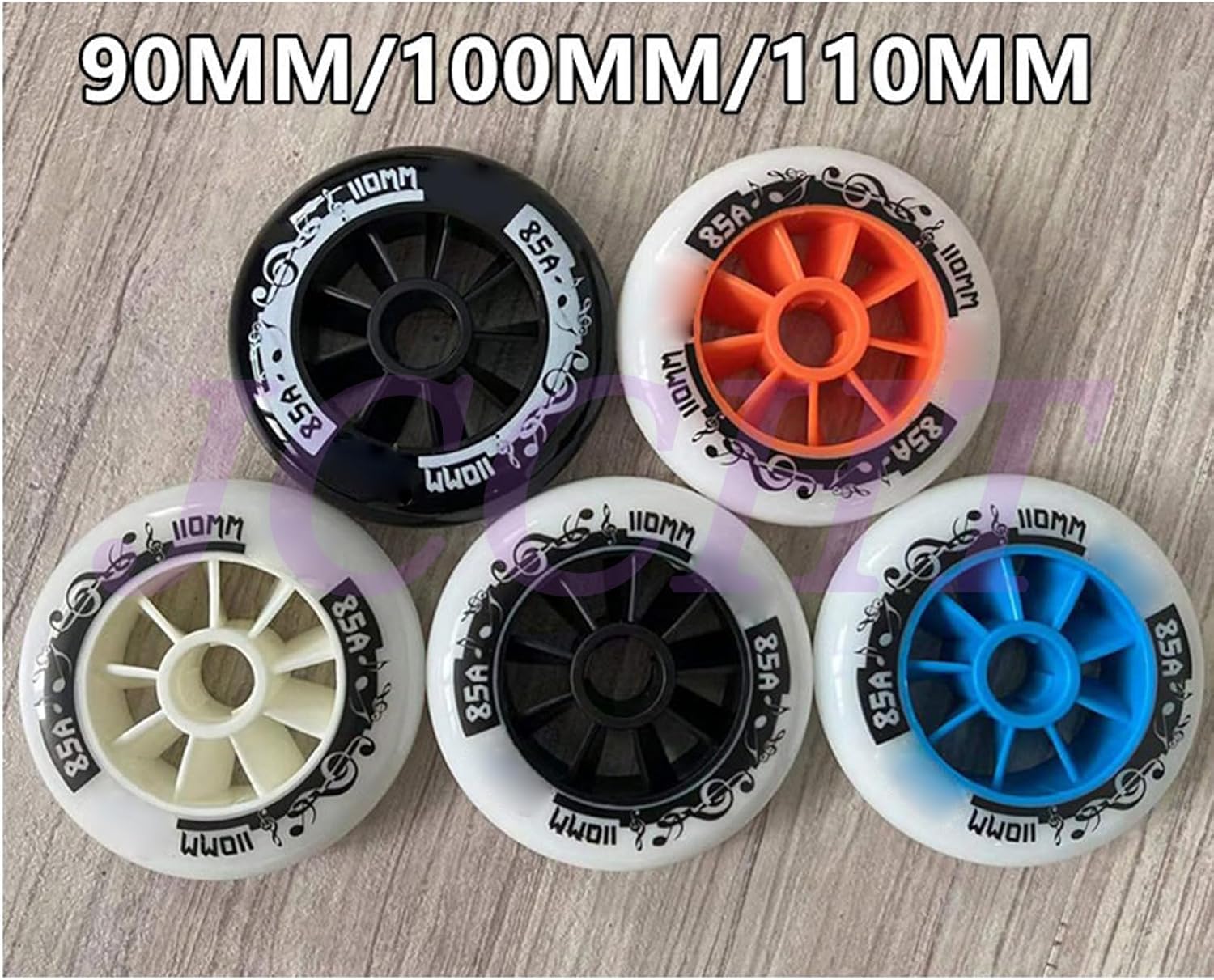PUラバーインラインスケートホイール 90mm 100mm 110mm 交換用スピードスケートインラインホイール 硬度85A 8個パ