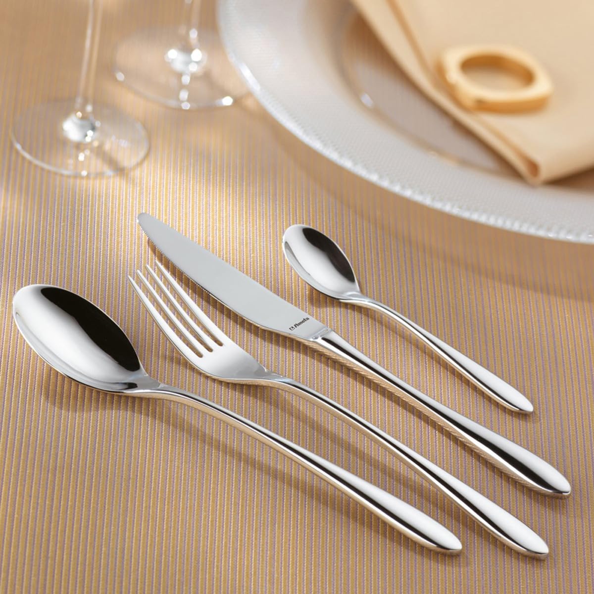 Amefa Cuba Set of 12 Dessert Spoons, 18/10 Stainless Steel, 198mm Long, Stainless Steel_18/10_304