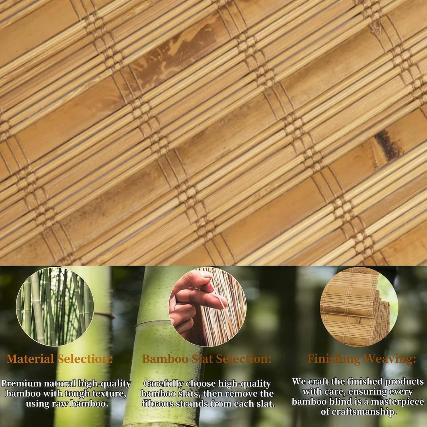 Cordless Bamboo Roman Shades No Tools No Drill Woven Bamboo Blinds with Valance .Light Filtering-dali Native.Wood Roman Window Shades for Windows Doors.47 1/2" W×54" H