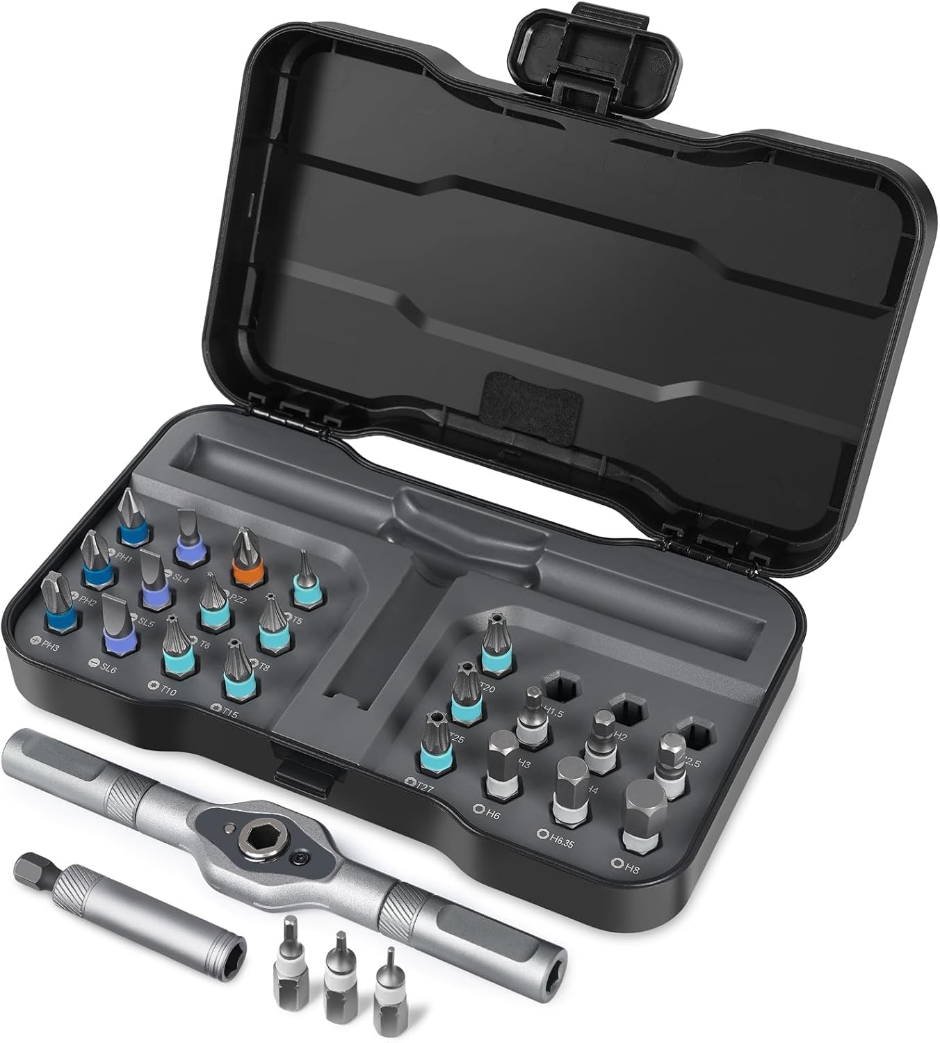24 in 1 Screwdriver Set, DIY Ratchet Screwdriver Set, Multi Bit Magnetic Drive Set with Detachable Ratchet Handle, Portable Compact Repair Tool Kit for PC Mobile Watch Bicycle