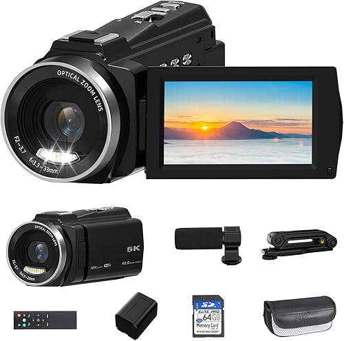 Miniatura 2 de Cámara de video 5K 48MP UHD WiFi Vlogging Cámara para YouTube, zoom óptico 10X 3.0 pulgadas, pantalla táctil IPS Cámara digital antivibración