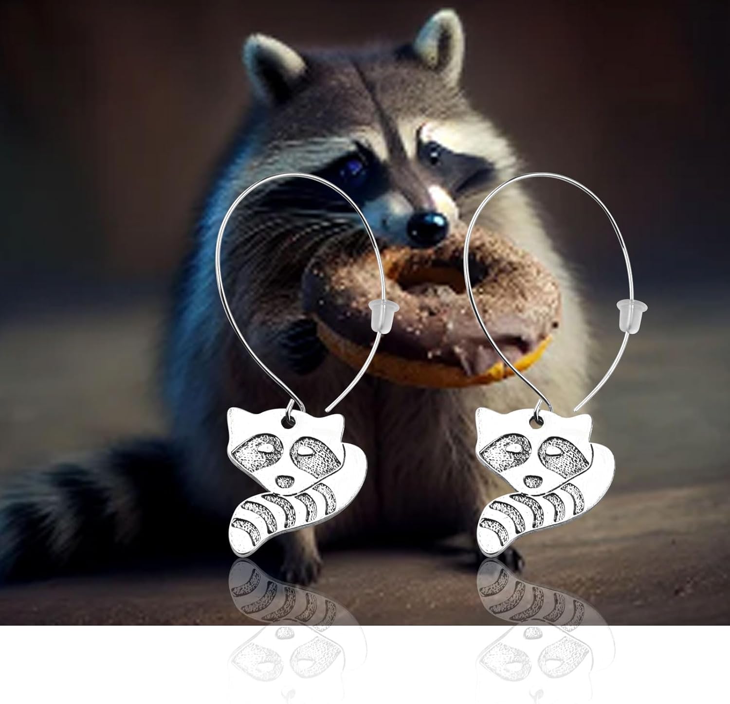 アライグマのギフト アライグマ愛好家 イヤリング 動物 ダングル ドロップ イヤリング ジュエリー ギフト 女性用 【ブラックケルトノット】
