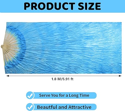 Miniatura 5 de WEISIPU Velos de seda sintética hechos a mano para fanáticos de danza del vientre, velos largos de bambú disponibles en 8 impresionantes colores