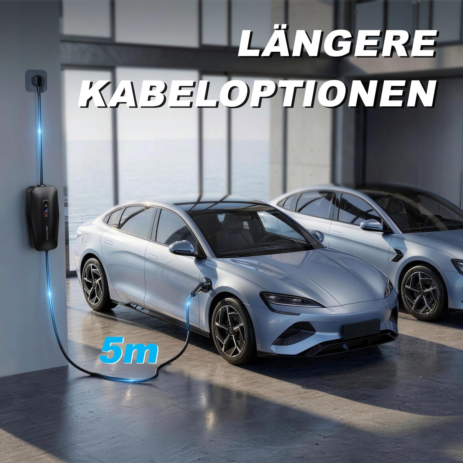 Ladekabel Typ 2, 3.68KW /5M Ladekabel Elektroauto, 16A EV Ladegerät, Typ 2 für Elektrofahrzeuge mit Einphasigem EU-Schuko, IP65 Kompatibel mit Model Y/3, XC60, ID.3, ID.4