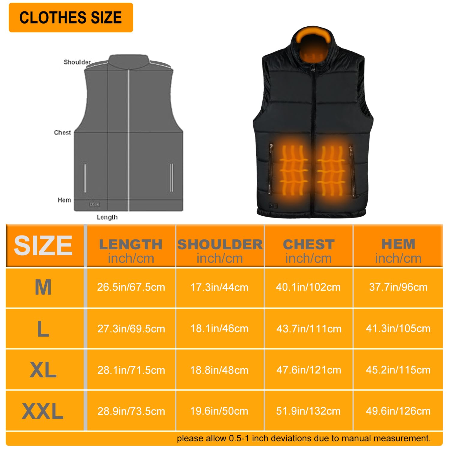CRRXIN Gilet riscaldato, gilet riscaldato per donna uomo, giacca riscaldata con Power Bank 10000mAh 7.4V, 3 temperature regolabili, giacca riscaldata gilet.