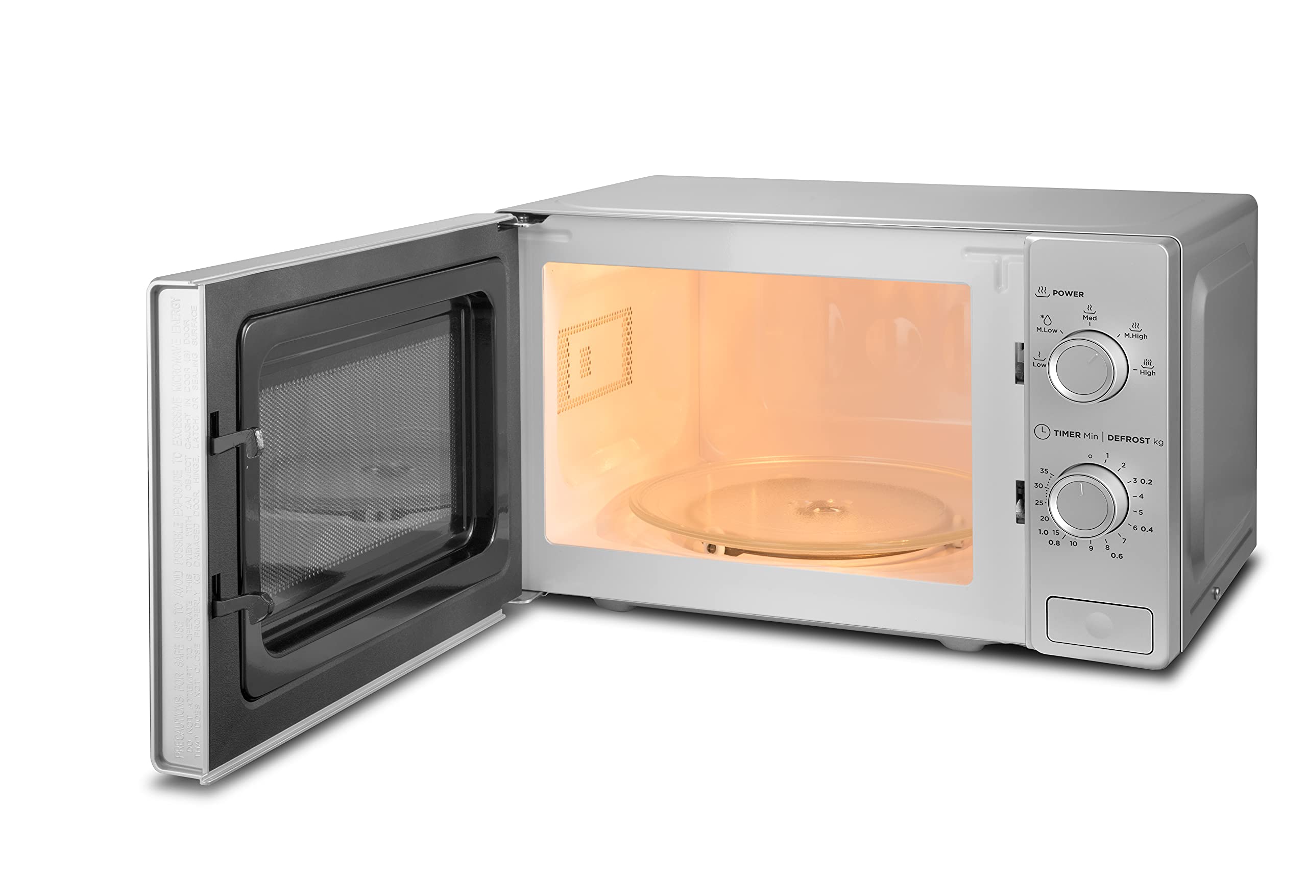Midea Mikrowelle 20 l – 700 W – 5 Leistungsstufen – Auftauen nach Zeit oder Gewicht – schwarzes Glas mit Edelstahlrahmen – Element MCM208MMSP