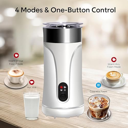 Miniatura 2 de Espumador de leche y vaporizador de leche, espumador eléctrico de leche caliente y fría, vaporizador de leche automático de 8.1 onzas líquidas y