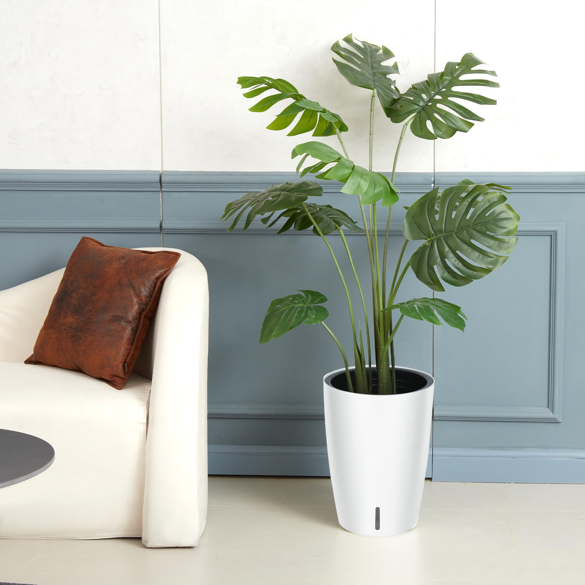 Set di 2 vasi da fiori alti 16"per piante autoirriganti piante da interno, da fiori drenaggio integrato e design visivo del livello dell'acqua patio, veranda, soggiorno o ufficio domestico