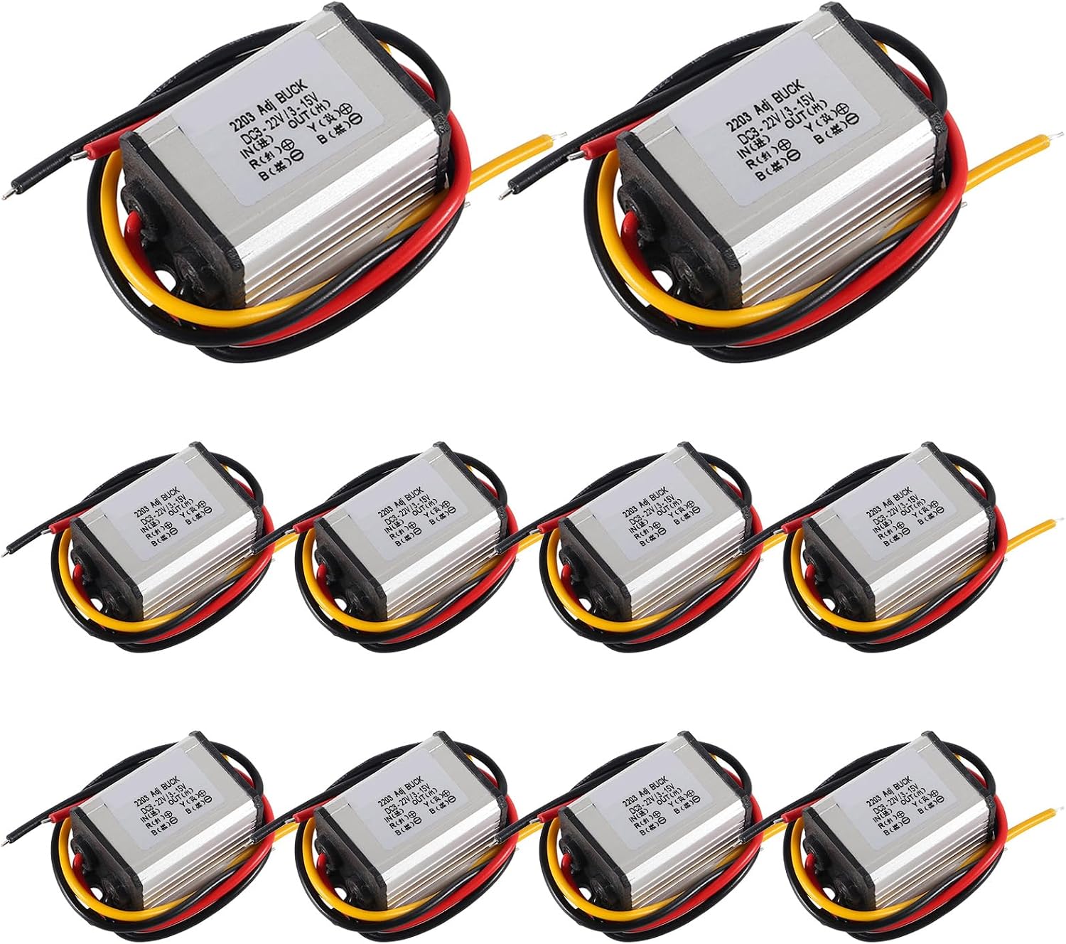 10PCS DC-DC Buck Power Converter Module, Adjustable Voltage Regulator 8-22V to 3-15V 5V 12V 3A Buck Converter for Car Auto Vehicle Motor