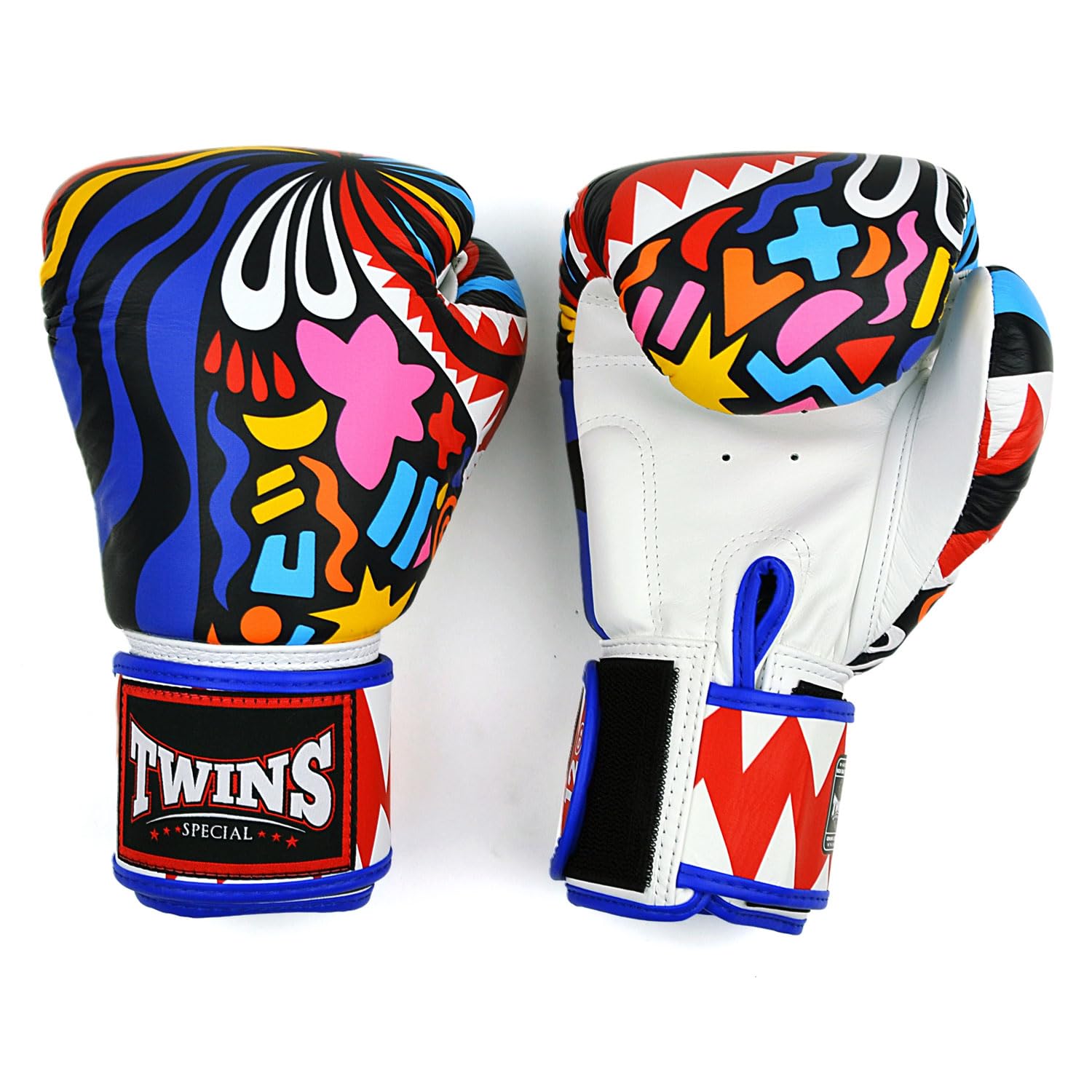 Twins Special FBGVL4 Printed Design Leather Boxing Gloves, Hook & Loop Closure, For Muay Thai, Boxing, Kickboxing & MMA Training & Sparring (Abstract, 10oz) โ image 1